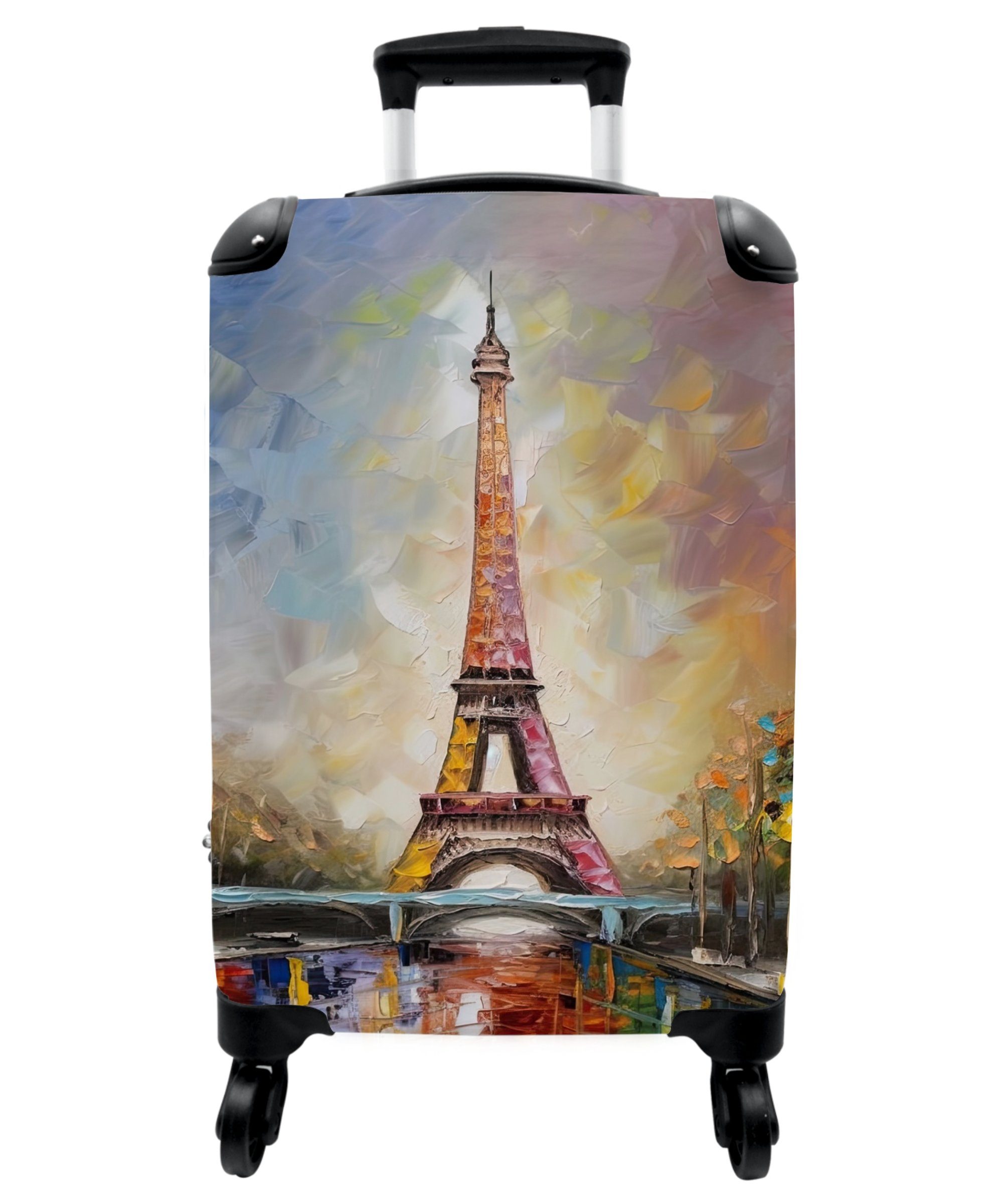 NoBoringSuitcases.com© Handgepäckkoffer Eiffelturm - Ölgemälde - Paris 55x35x20cm, 4 Rollen, Koffer mit 4 rollen, Erwachsenen trolley, Reisekoffer