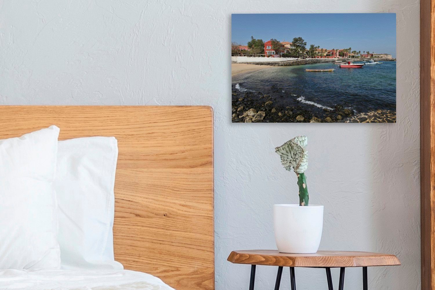 Wanddeko, im Gorée 30x20 Leinwandbilder, St), Senegal, OneMillionCanvasses® (1 der cm Wandbild Die Küste Aufhängefertig, Leinwandbild Insel