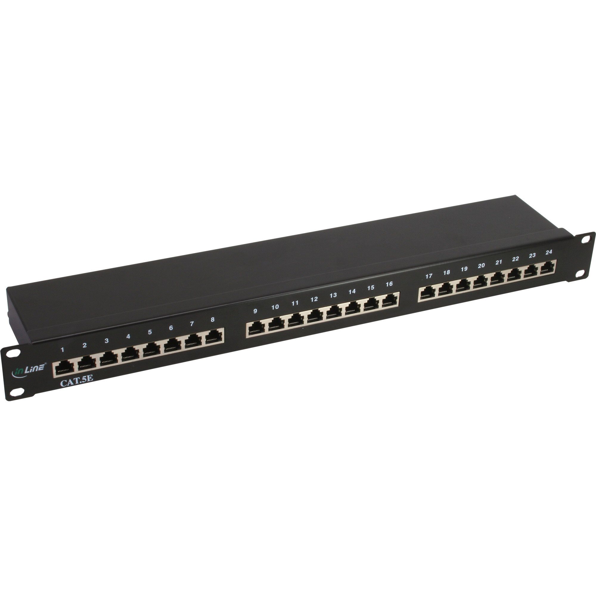 InLine® Patchfeld Cat.5e 24-fach, 48,26cm (19), 1HE, schwarz, RAL9005 Netzwerk-Patch-Panel