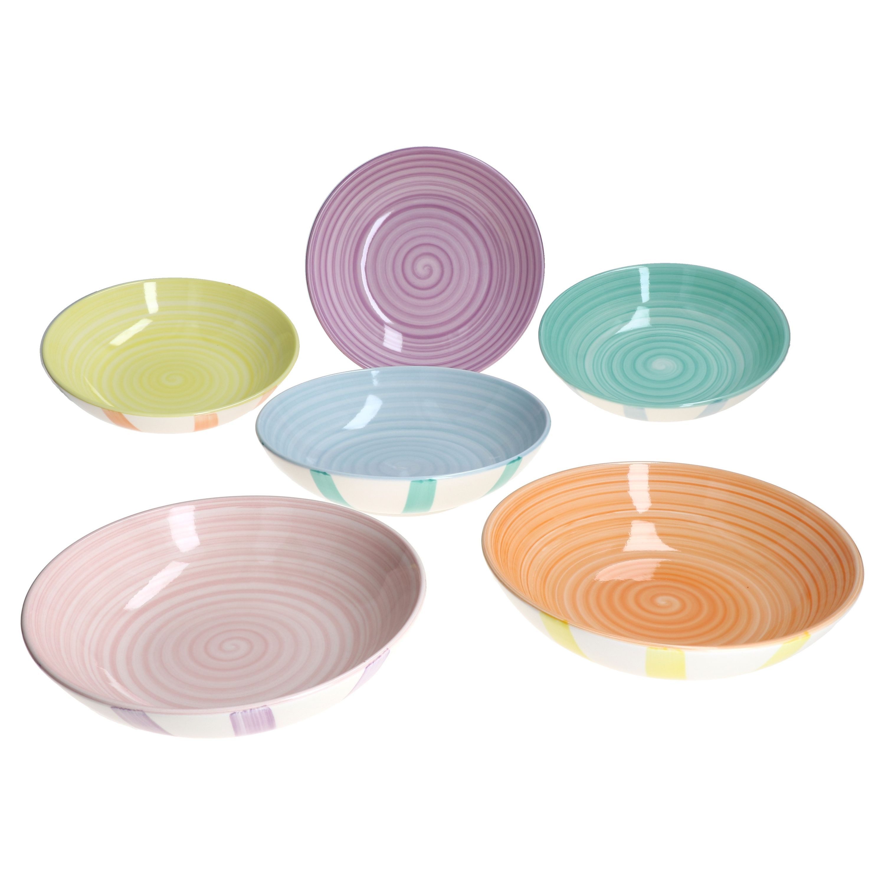 MamboCat Suppenteller Beach Pastello Stripes 6er Set Suppenteller 600ml Steingut pastell