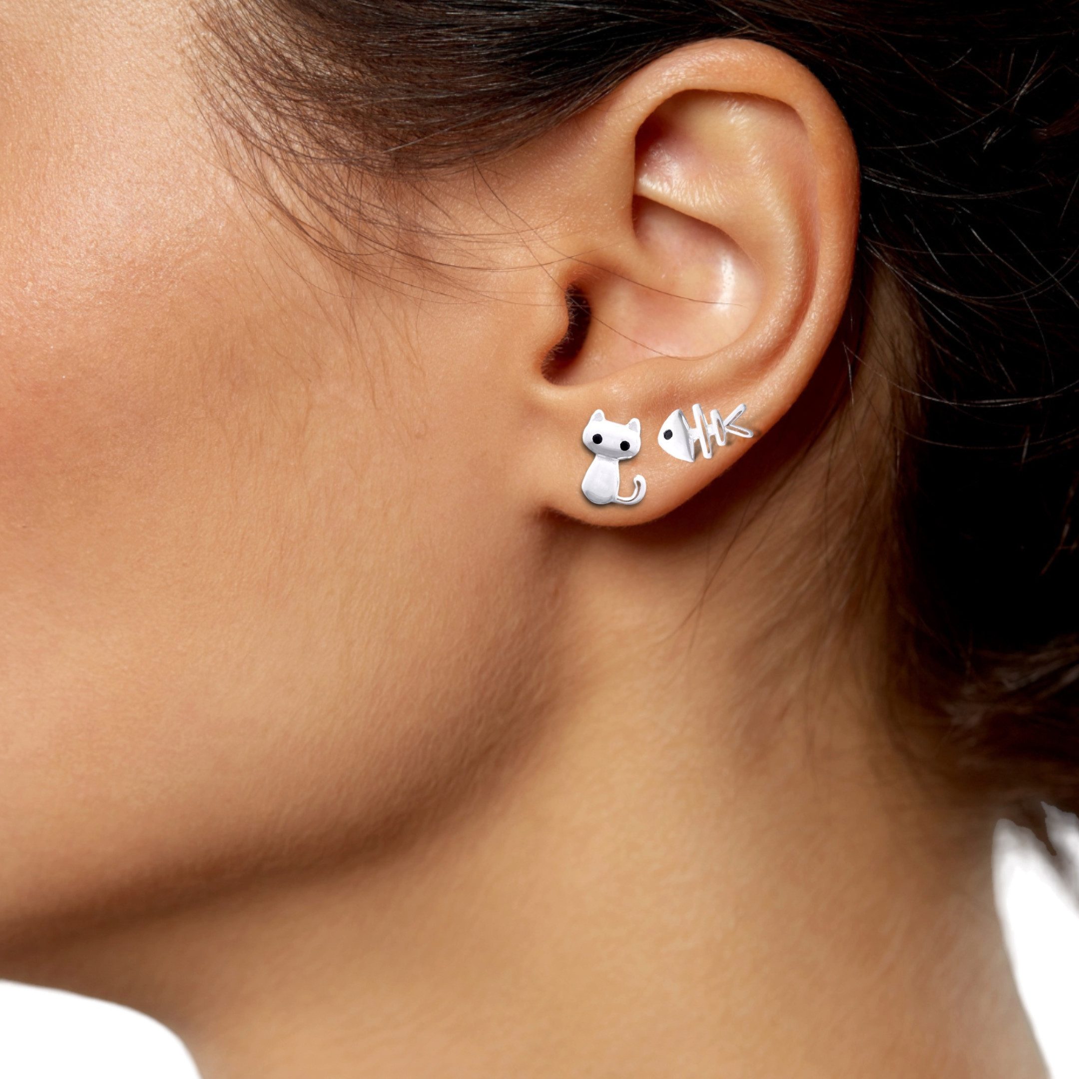 MadamLili Paar Ohrstecker 925 Sterling Silber Ohrstecker "Katze & Fisch" günstig online kaufen