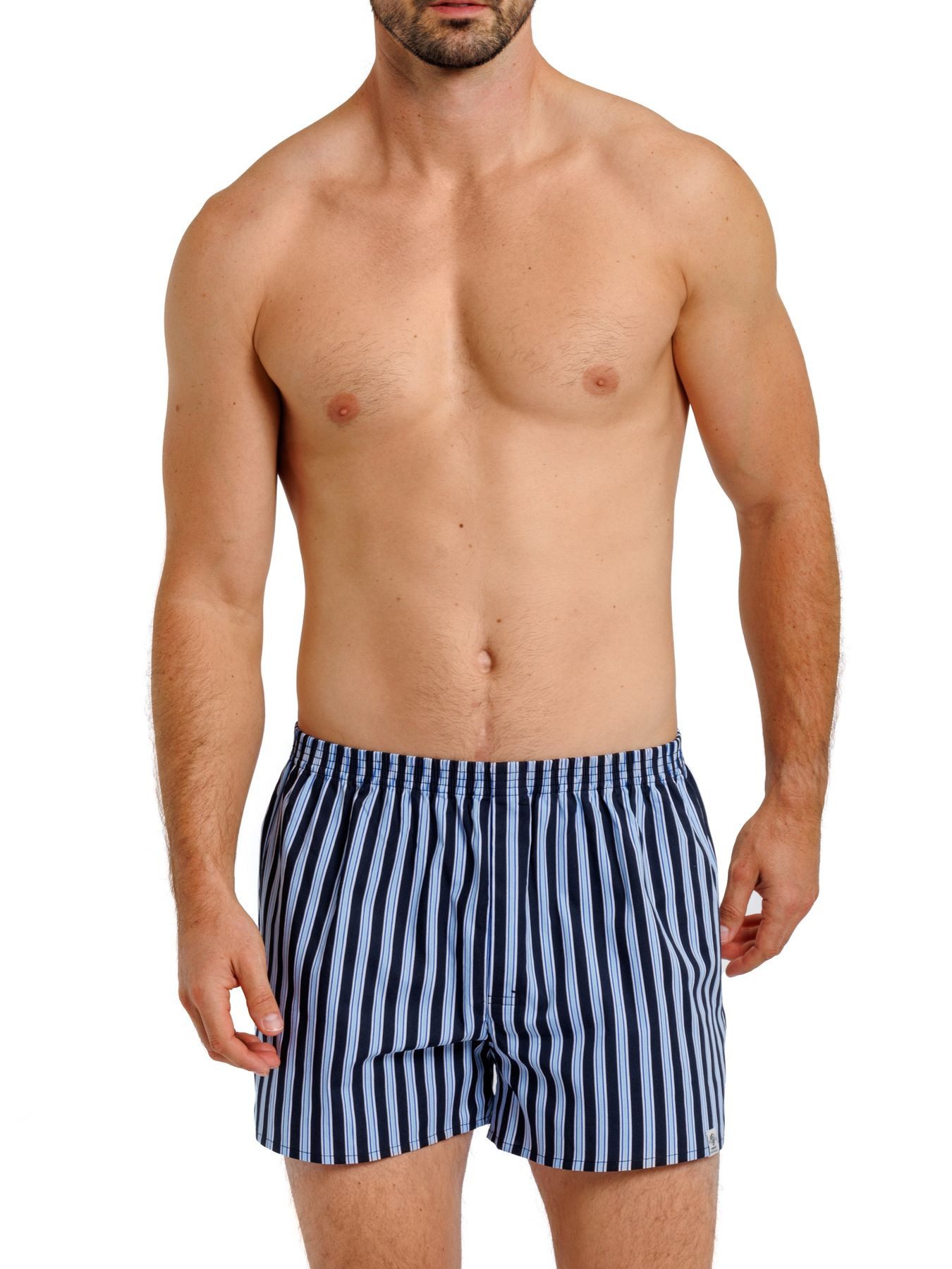 HAASIS Bodywear 1919 Boxershorts Herren Web-Boxer 77922951-navy-Streifen (Packung, 2-St., 2er Pack) Modische Web-Boxer, Knopfleiste