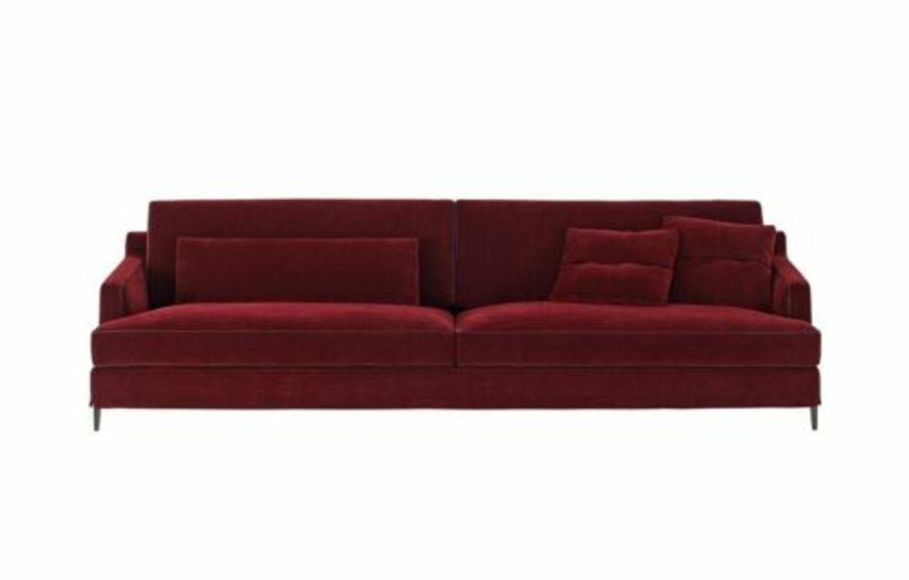 JVmoebel 3-Sitzer Italy Design Möbel Sofa Couch Polster Set Garnitur 3+3 Couchen, Nubuk Leder Rot