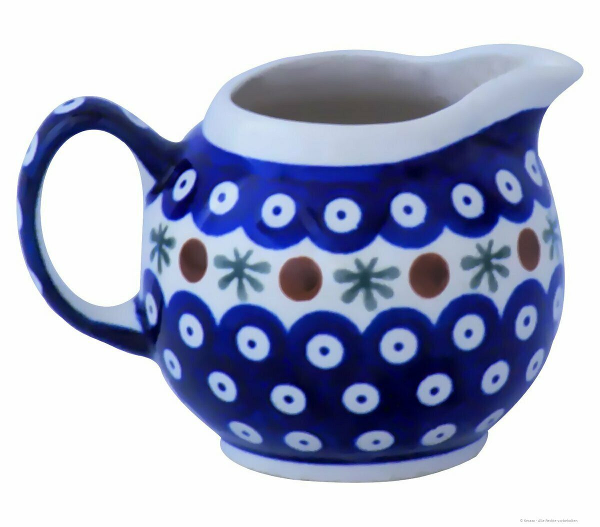 Bunzlauer Keramik Milchkännchen Bunzlauer 250 ml Sahnekännchen Milchkännchen, rundliche Form, Dekor 41, 0,25 l