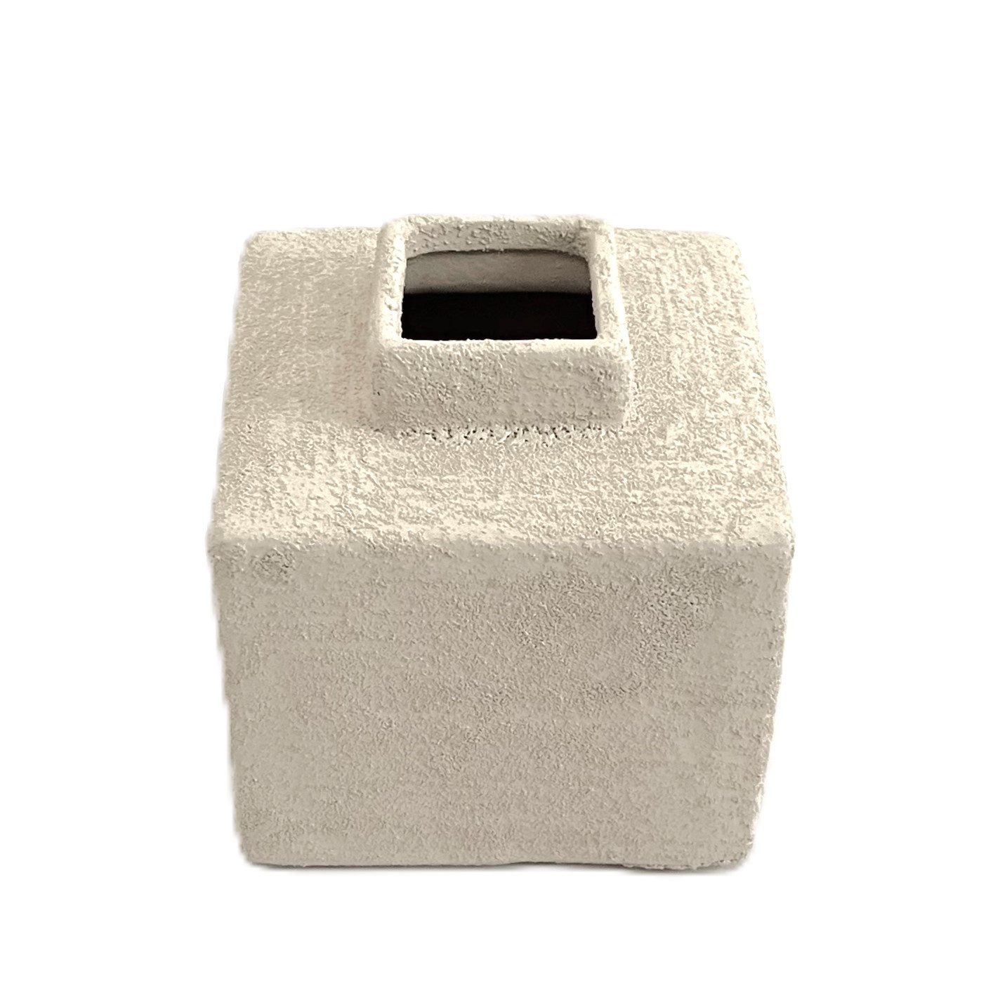 Daan Kromhout Tischvase Tischvase Naturweiß Quadratisch Beton Optik Modern 14 cm, Betonoptik