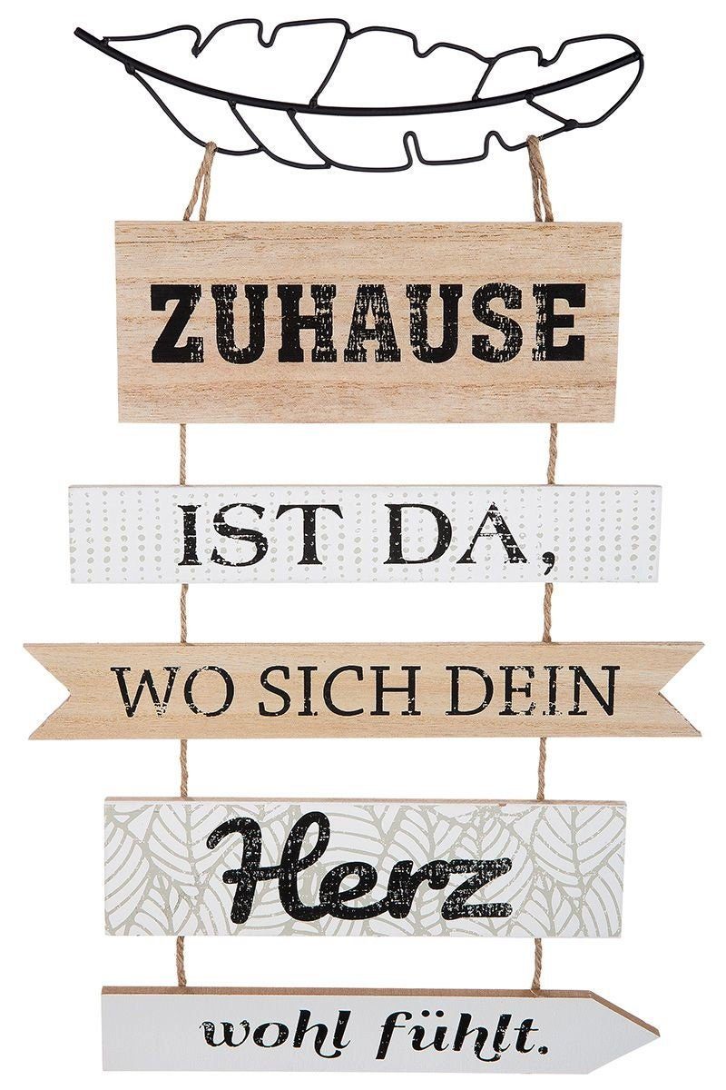 "Zuhause MDF ..."beige/weiß/natu Weisheit Dekoobjekt ist 2er Set Holz GILDE Deko Hänger