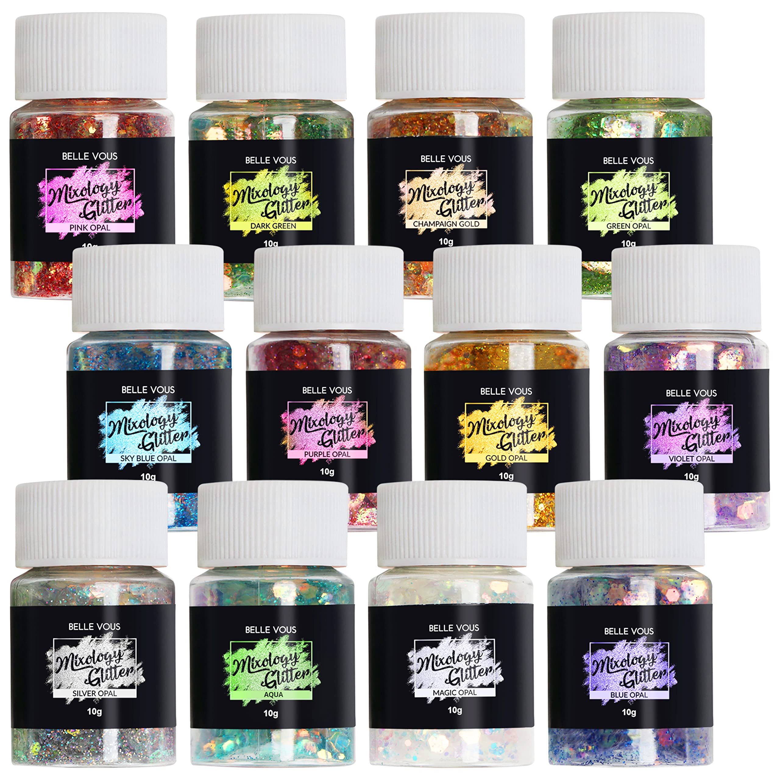 Belle Vous Streudeko 12-teiliges Set Holografie-Glitzerpulver für Bastelprojekte, (12-tlg)