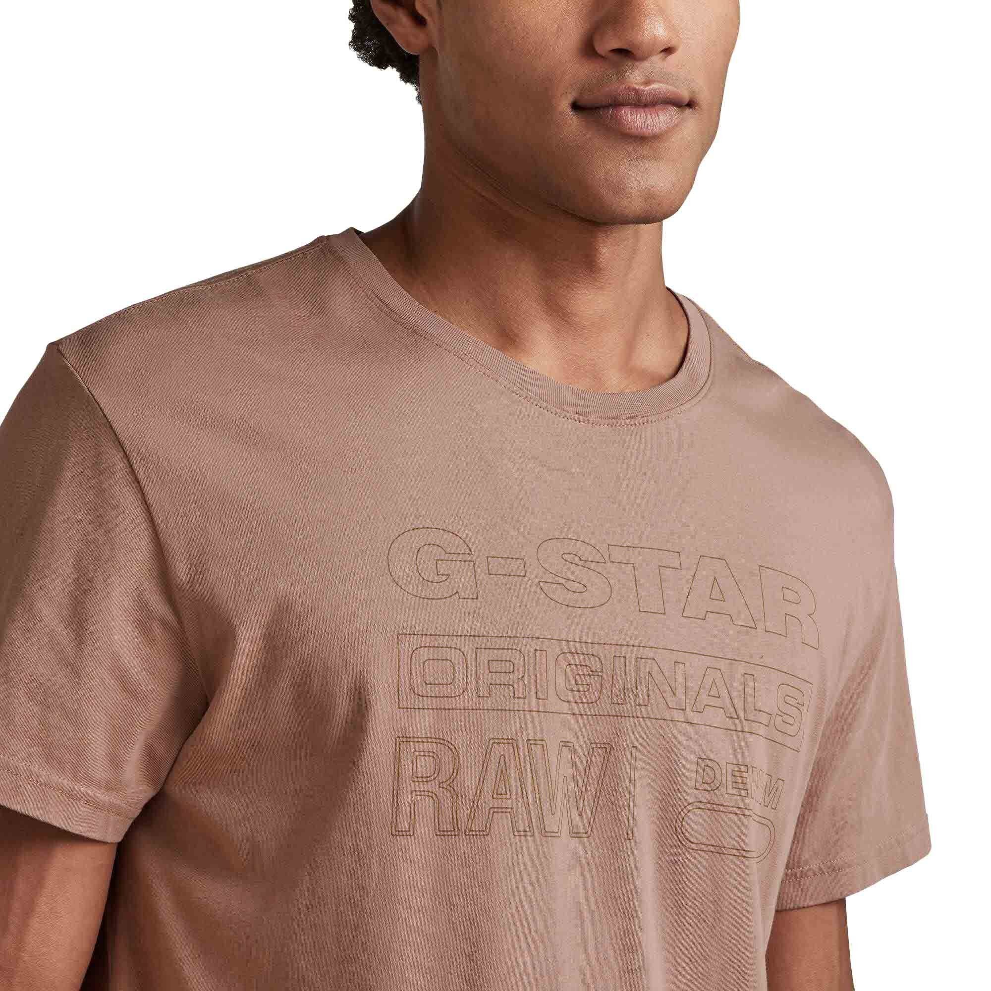 G-Star RAW T-Shirt - Rundhals, Herren RAW-Logo T-Shirt Braun Originals