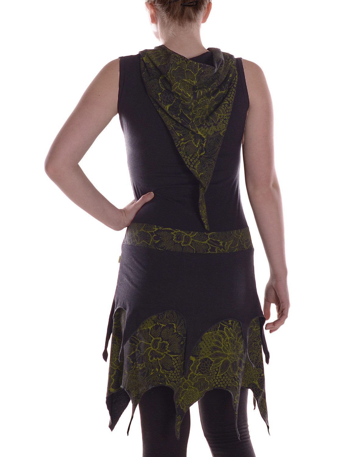 Vishes Sommerkleid Damen Kleid Baumwolle Blumen-Muster Asymmetrisch mit Kap günstig online kaufen