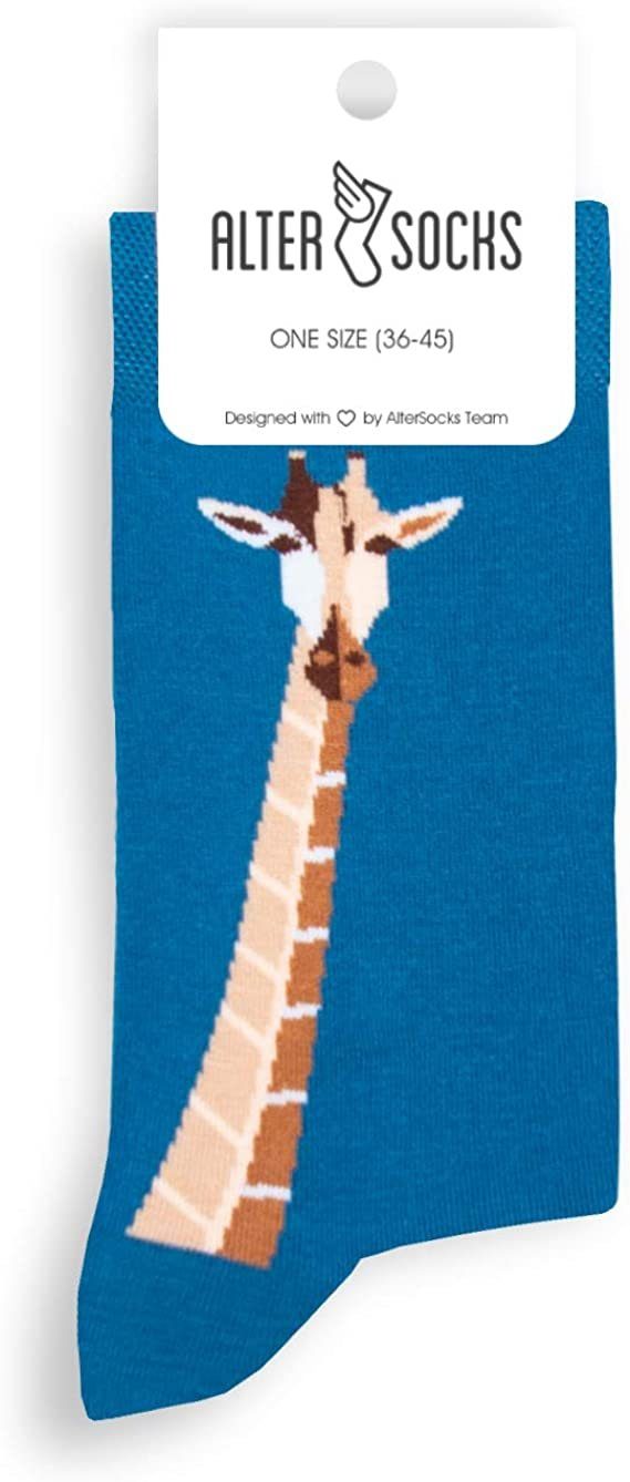 AlterSocks Freizeitsocken Lustige Socken Giraffen Socken Damen & Herren Unisex Größe 36 – 45 (1 Paar)