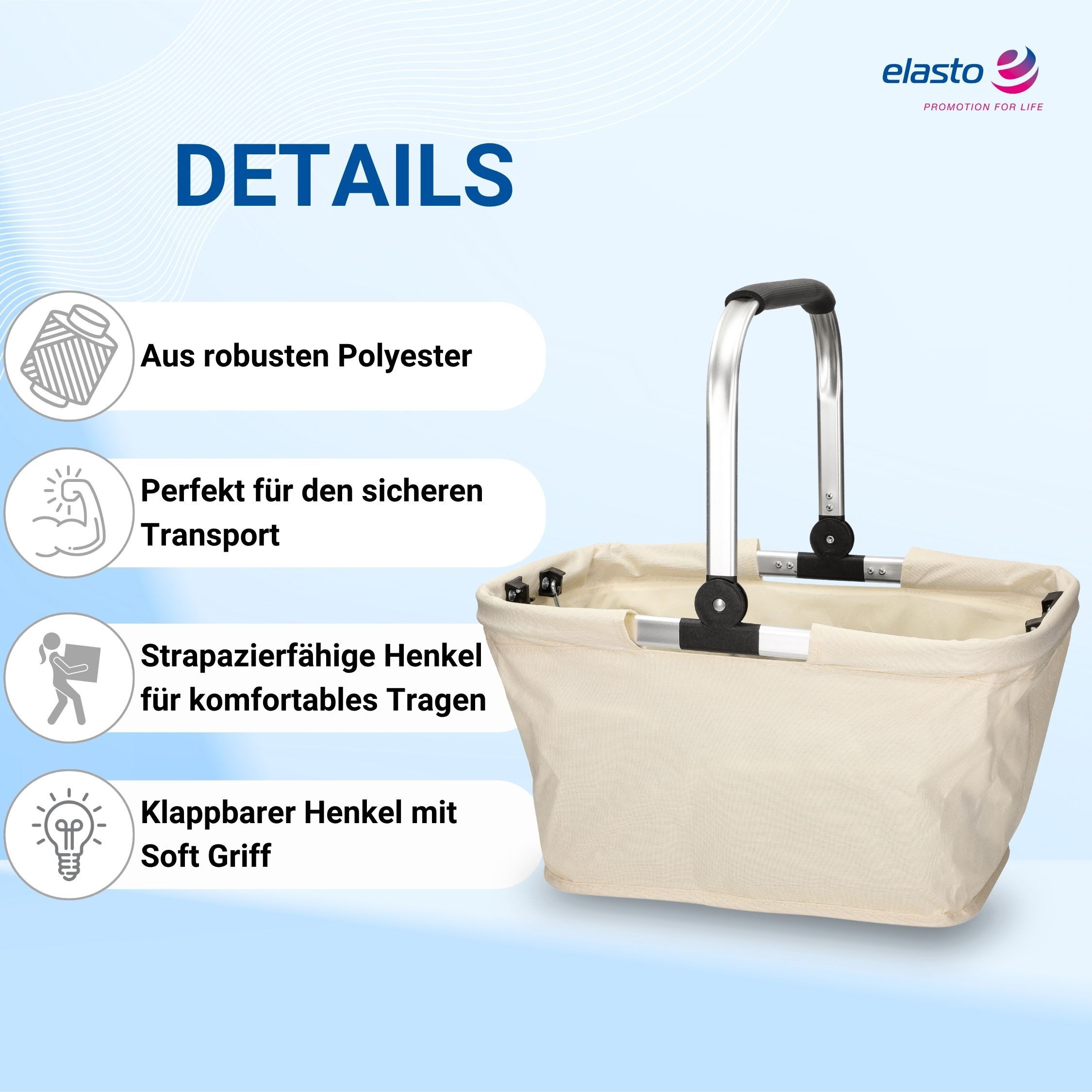 elasto Tragetasche Einkaufskorb mit Henkel ca. 30 L - faltbarer Korb mit So günstig online kaufen