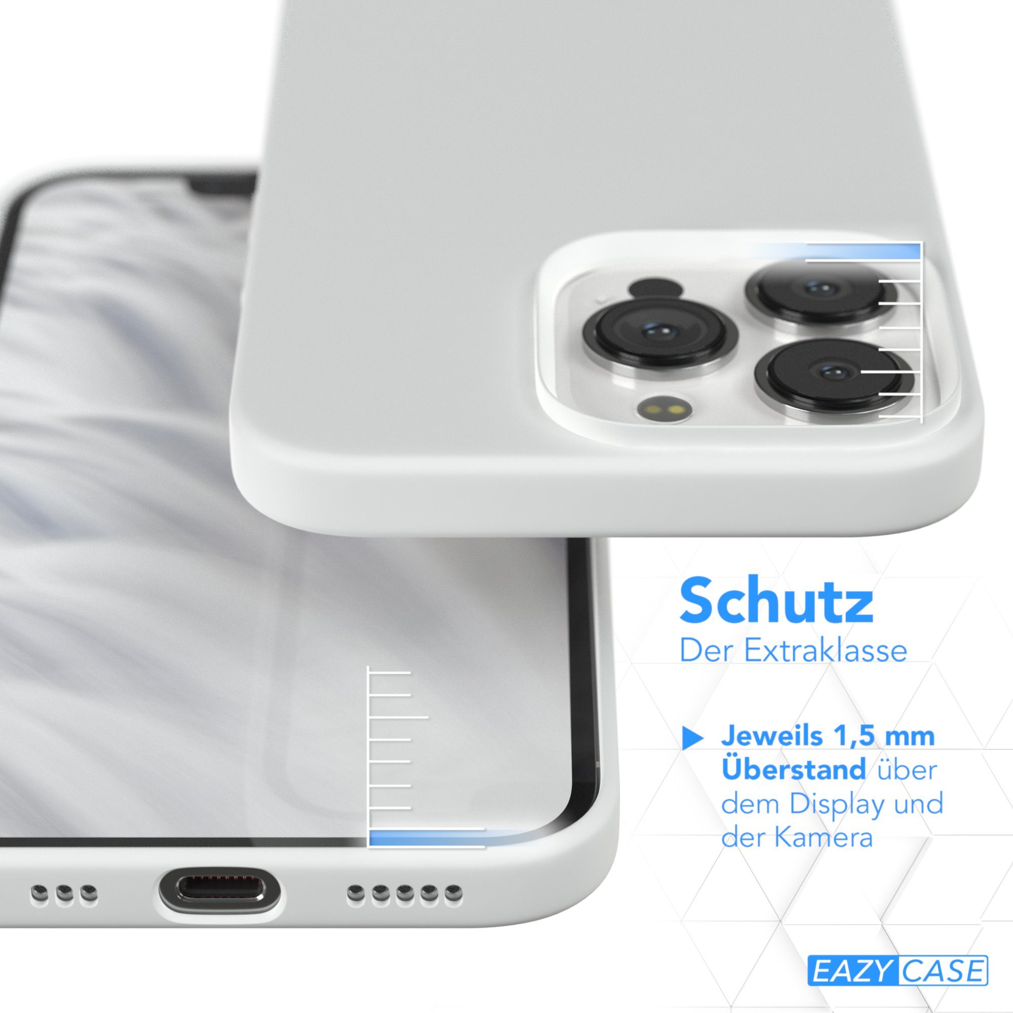 EAZY CASE Handyhülle Premium Silikon Case für Apple iPhone 13 Pro 6,1 Zoll, Silikon Schutzhülle mit Kameraschutz kratzfest Handy Softcase Weiß