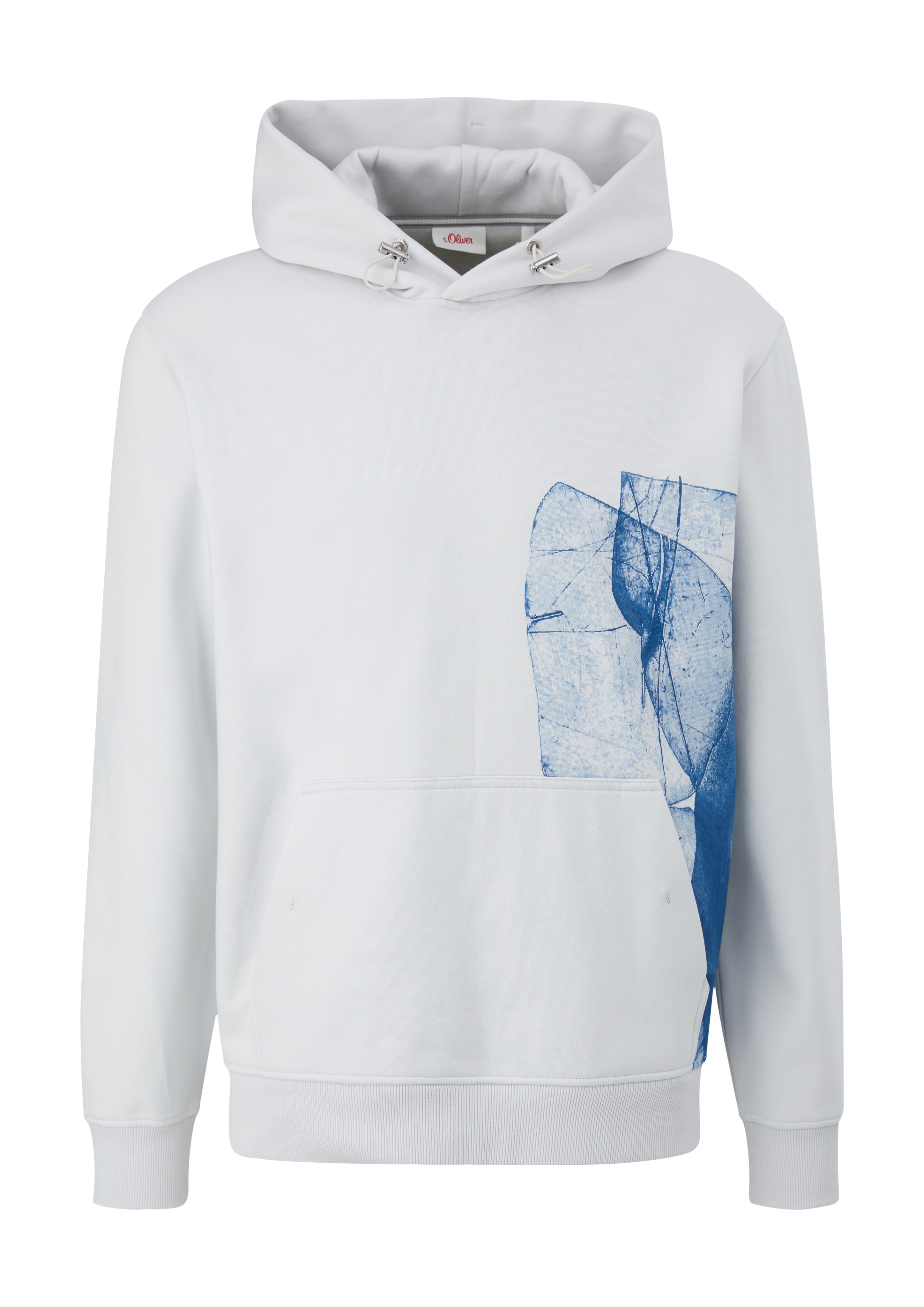 s.Oliver Sweatshirt Hoodie mit Rippbündchen Frontprint Rippblende,