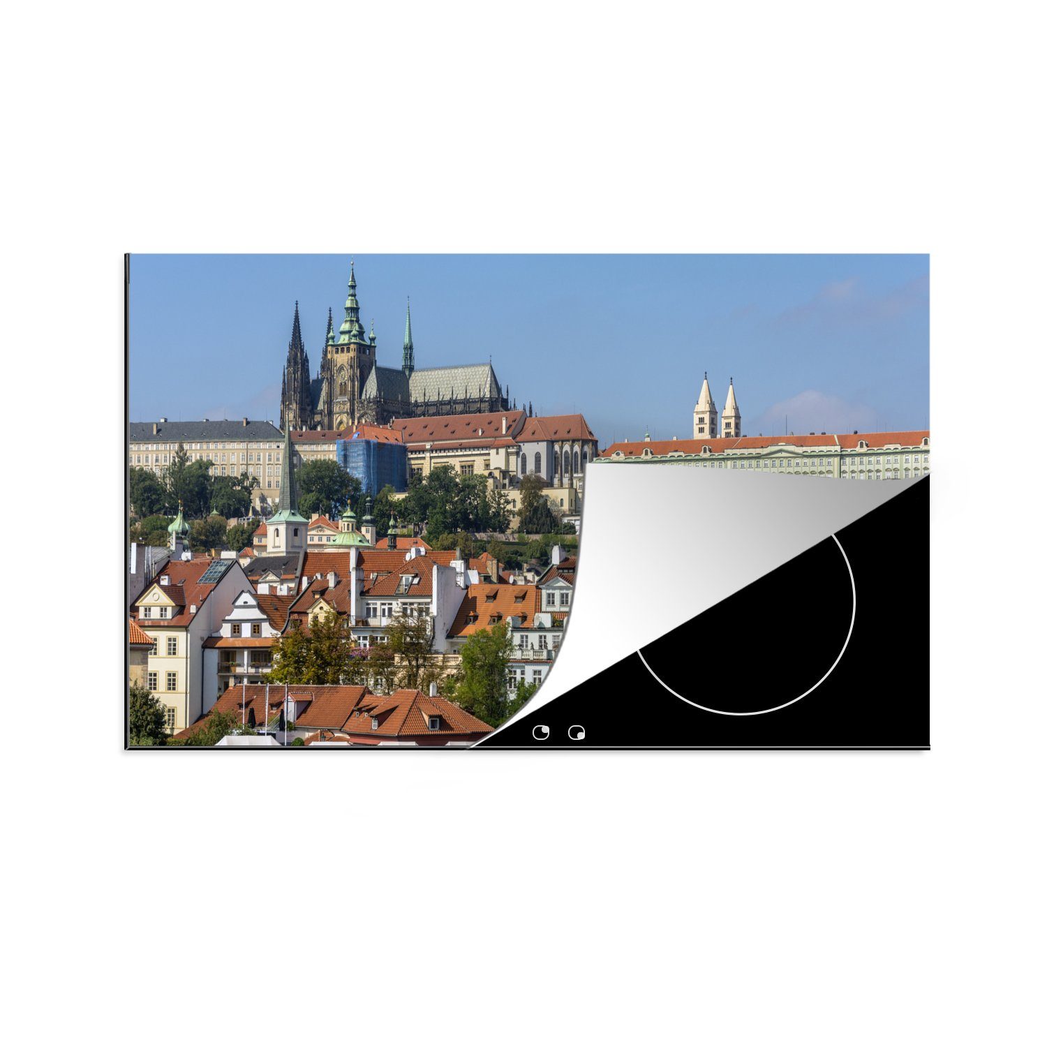 MuchoWow Herdblende-/Abdeckplatte Prager Burg - Stadt - Prag, Vinyl, (1 tlg), 83x51 cm, Ceranfeldabdeckung, Arbeitsplatte für küche
