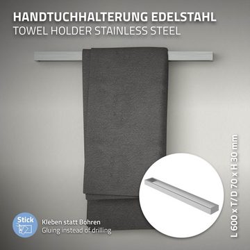 ML-DESIGN Handtuchhalter Badetuchhalter Handtuchstange Wandhalter, ohne Bohren 60cm Silber Stahl Wandmontage zum kleben Modern