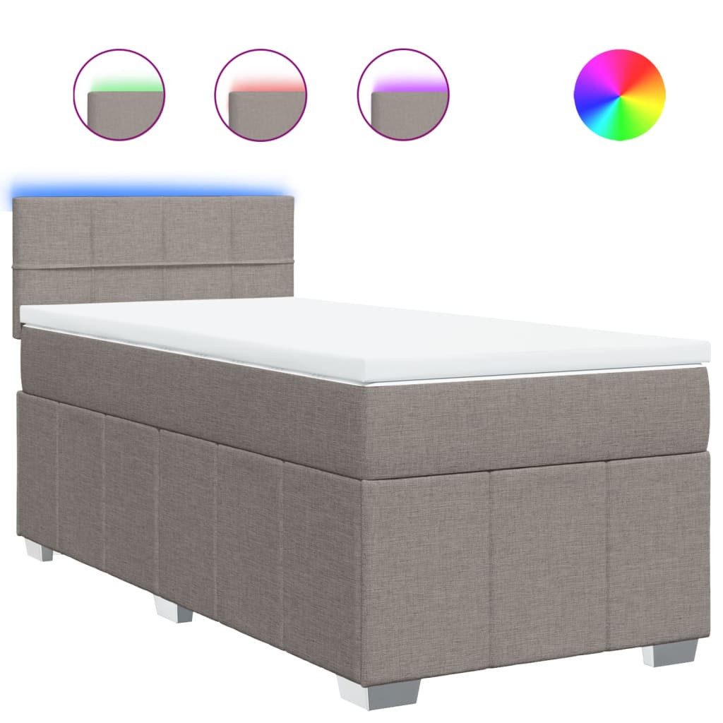 vidaXL Boxspringbett, Boxspringbett mit Matratze Taupe 100x200 cm Stoff