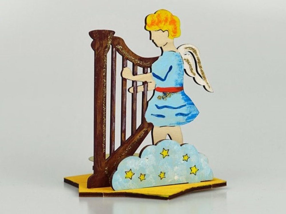 DeColibri Kreativset Bastelset Basteln Weihnachten Holz Engel Harfe, (Bastelset zum Bemalen und Gestalten), Made in Germany