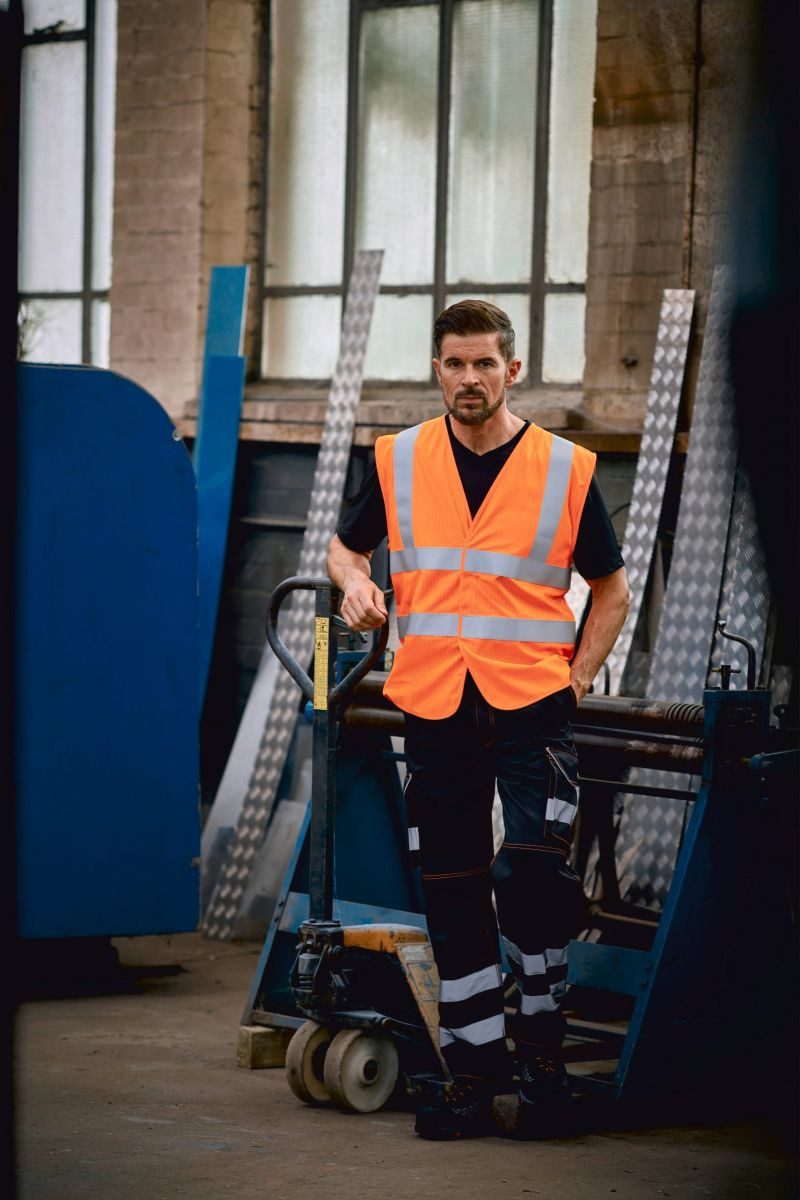 YOKO Warnweste Sicherheitsweste High Visibility 2 Bands & Braces Waistcoat