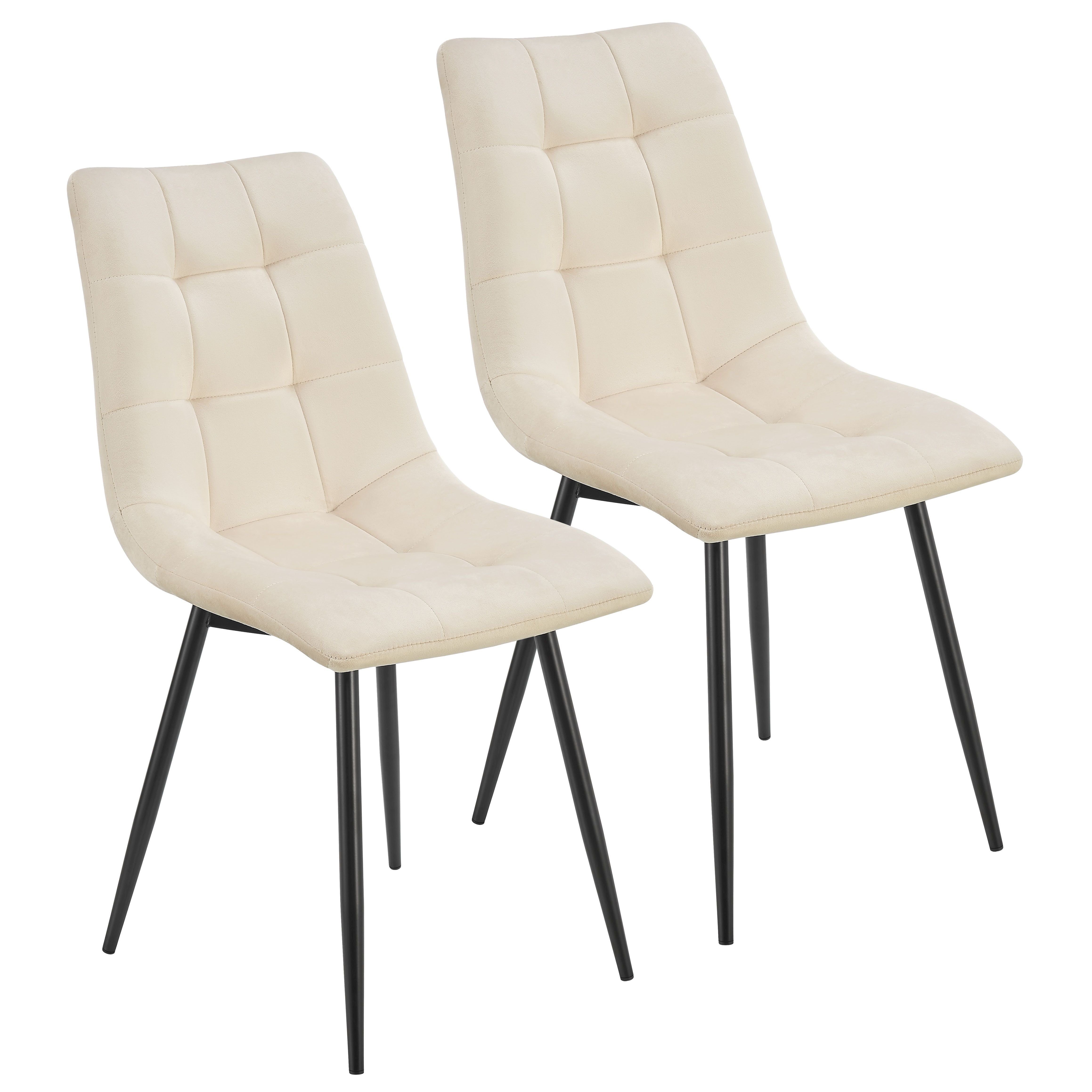 Juskys Esszimmerstuhl Blanca (2 St), bequeme Sitzform, 120 kg belastbar, weich gepolstert Beige