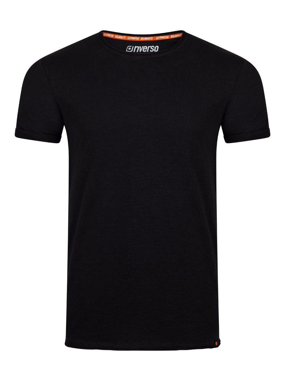 riverso T-Shirt Herren Basic Shirt RIVLenny Regular Fit (1-tlg) Kurzarm Tee Shirt mit Rundhalsausschnitt aus 100% Baumwolle Black