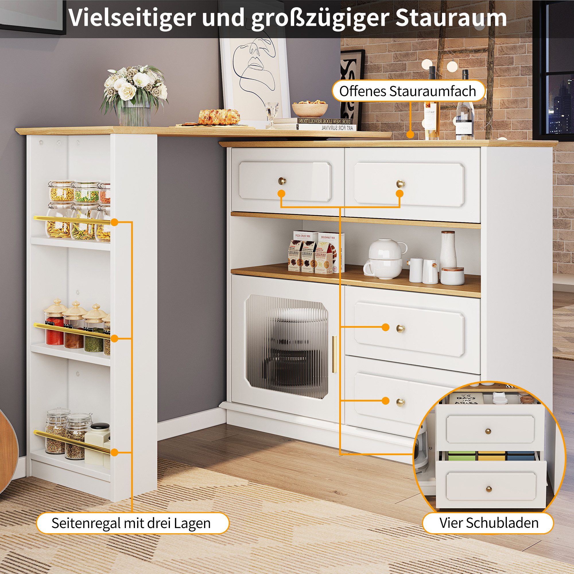 MODFU Bartisch 360° Drehbarer Bartisch,Kücheninsel (360° günstig online kaufen