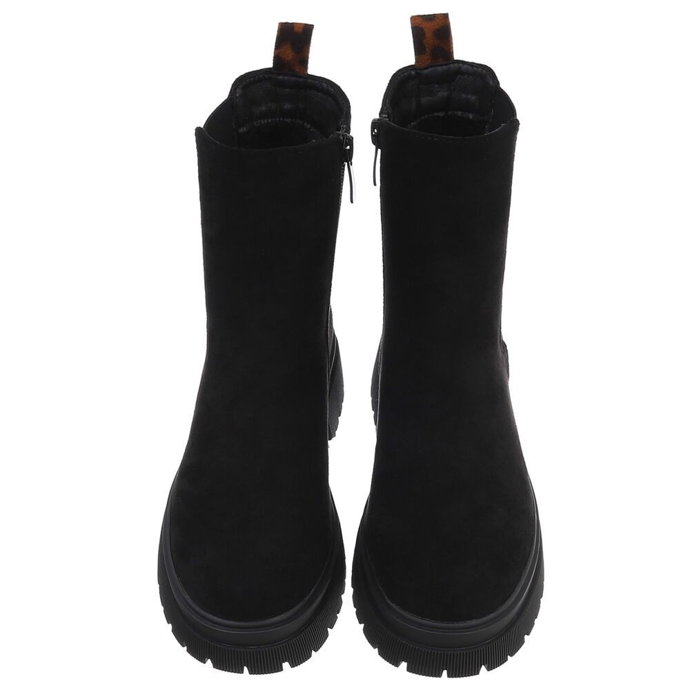 Ital-Design Stylische Chelsea-Stiefel mit flexiblem Design für Damen Plateaustiefelette (90515145) Blockabsatz Stiefeletten in Schwarz – Bild 4 von 5