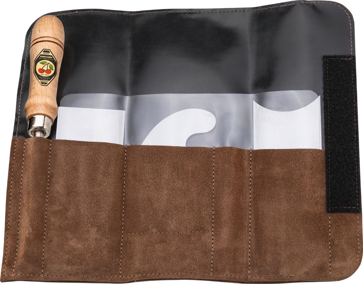Stechbeitel KIRSCHEN Ziehklingensatz 4-teilig in Veloursleder-Tasche inkl. Ziehkli