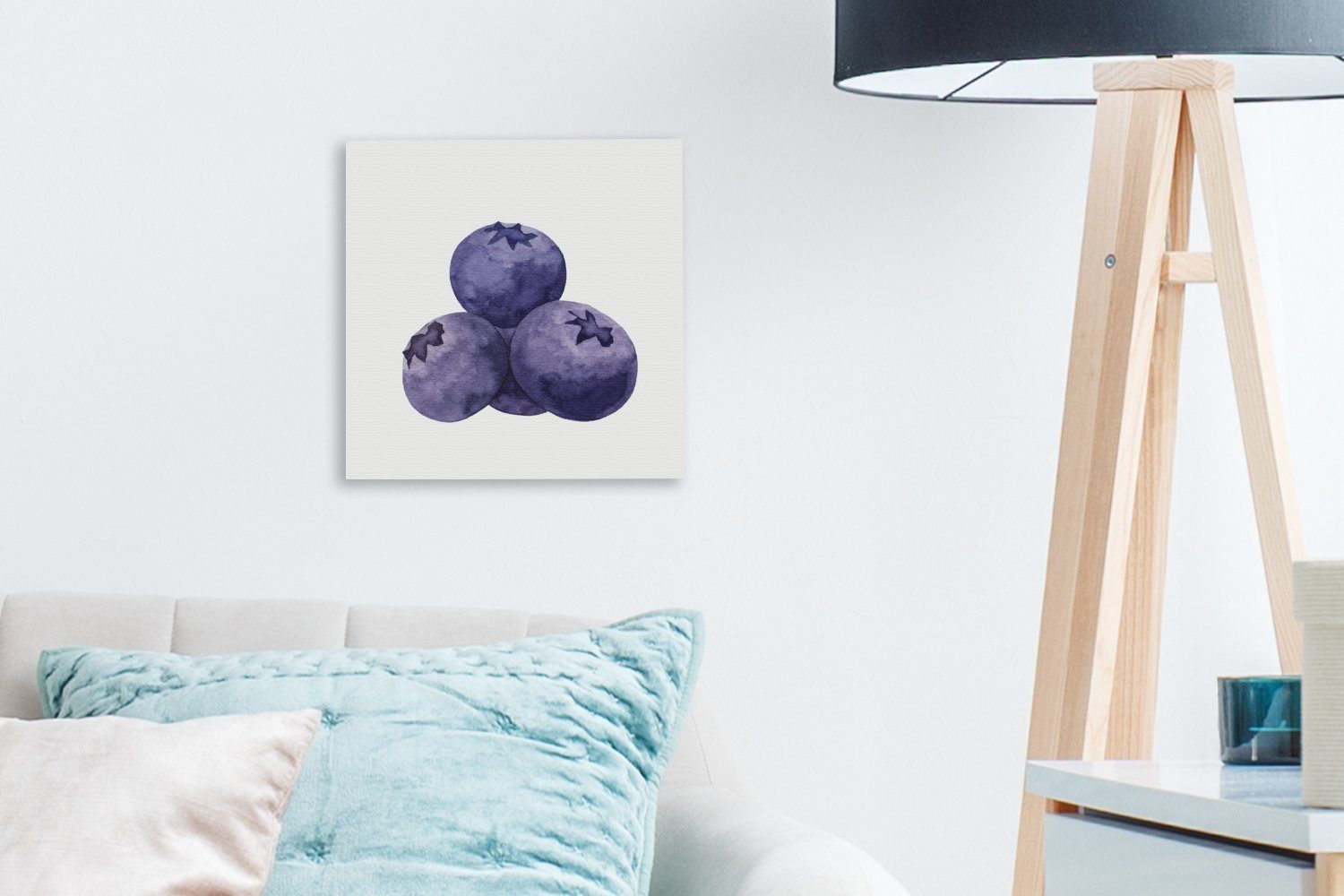 Leinwandbild Heidelbeere für OneMillionCanvasses® Leinwand Schlafzimmer - Obst, St), Wohnzimmer Bilder (1 Aquarell -