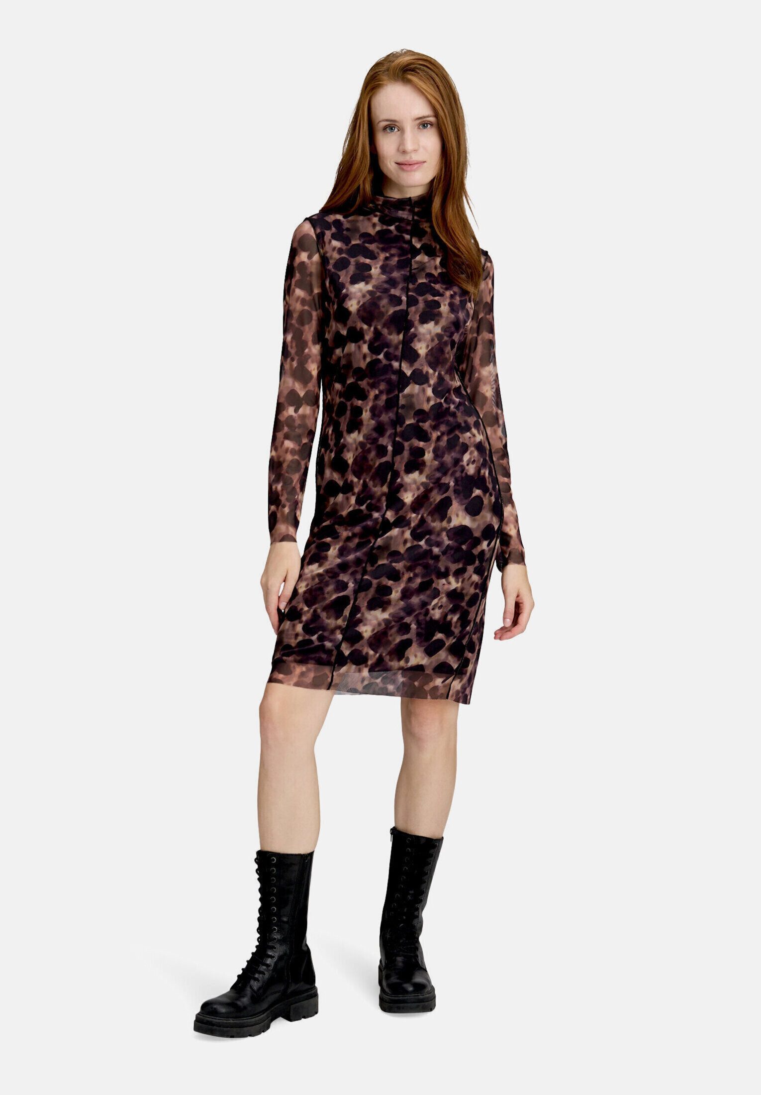 Cartoon Meshkleid Damen mit Kragen