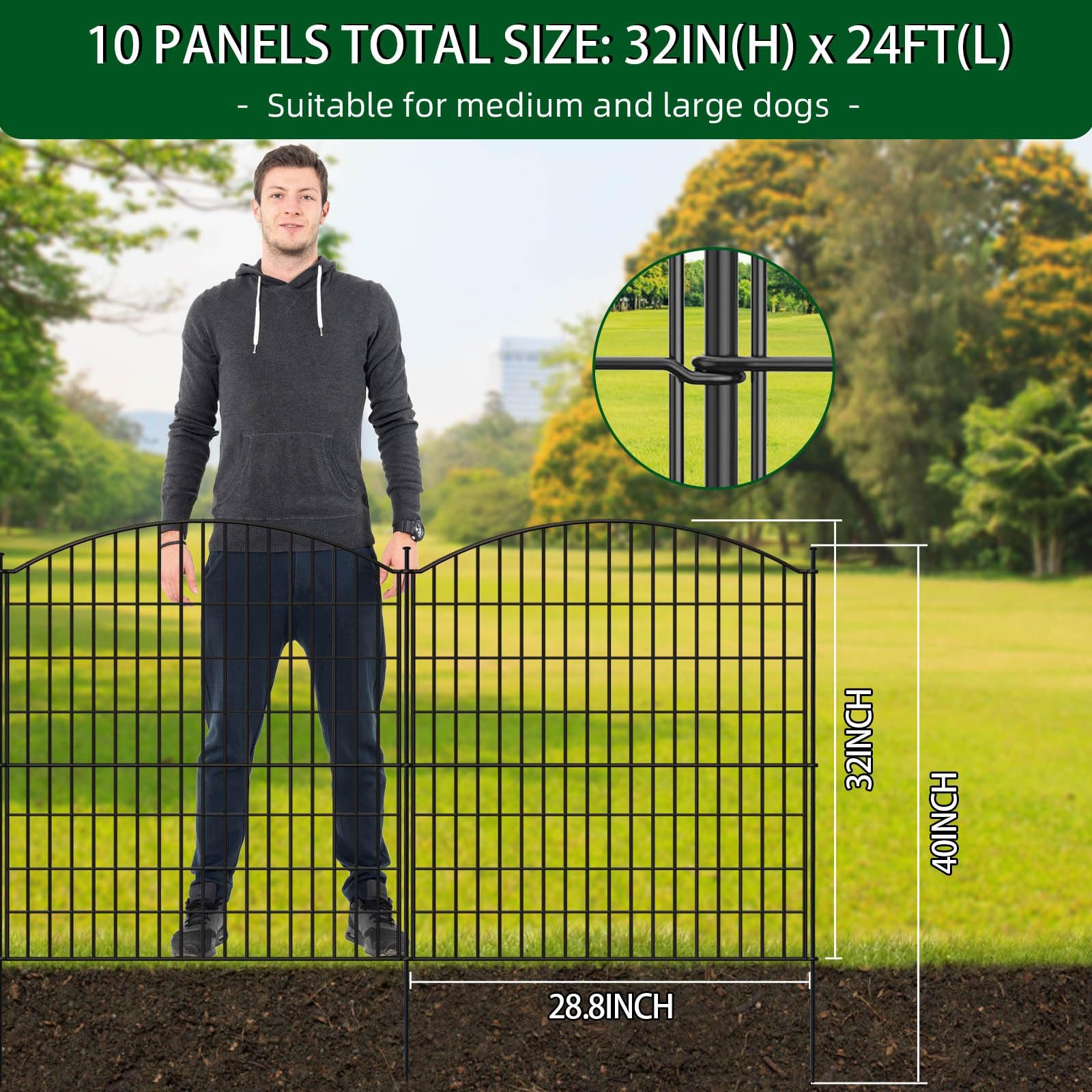 GarveeMore Gartenzaun Freien Stücke ohne Tür, Metall Gitterzaun aus Zaunele günstig online kaufen