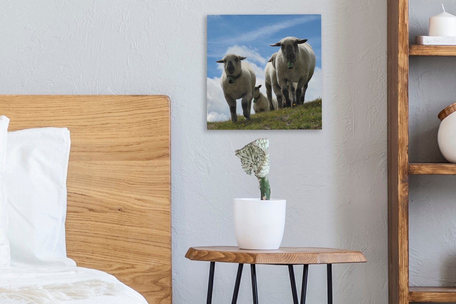 OneMillionCanvasses® Leinwandbild Schafe Wohnzimmer Schlafzimmer Berge für bunt - - Alpen, (1 Bilder Leinwand St)