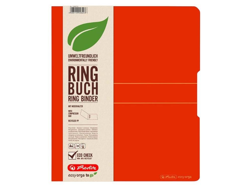 Ringbuch orange Aktenordner DI aus mit Ringen, Herlitz 2 herlitz Recycling-PP