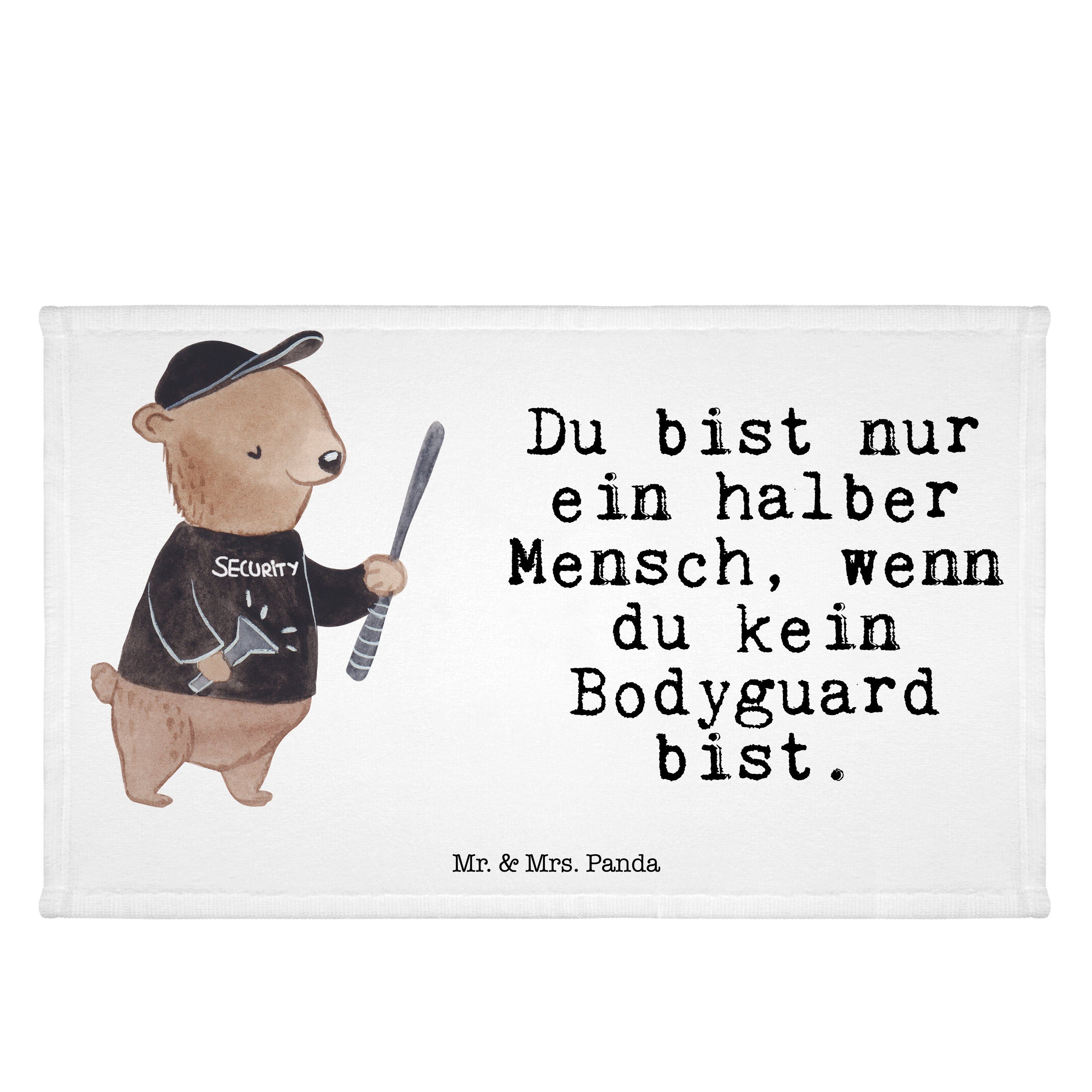 Mr. & Mrs. Panda Handtuch Bodyguard mit Herz - Weiß - Geschenk, Rente, Sport Handtuch, Kinder H, (1-St)