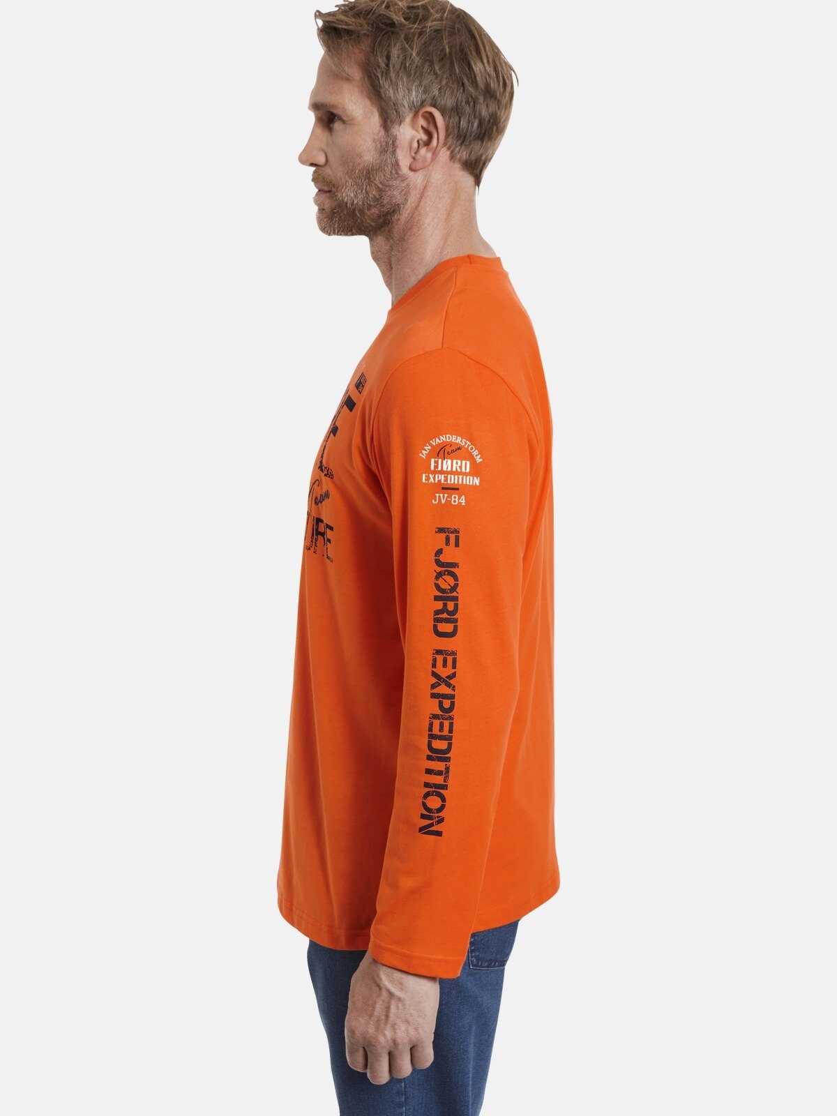 Entdecker ELION Jan Vanderstorm Langarmshirt Langarmshirt, Print orange