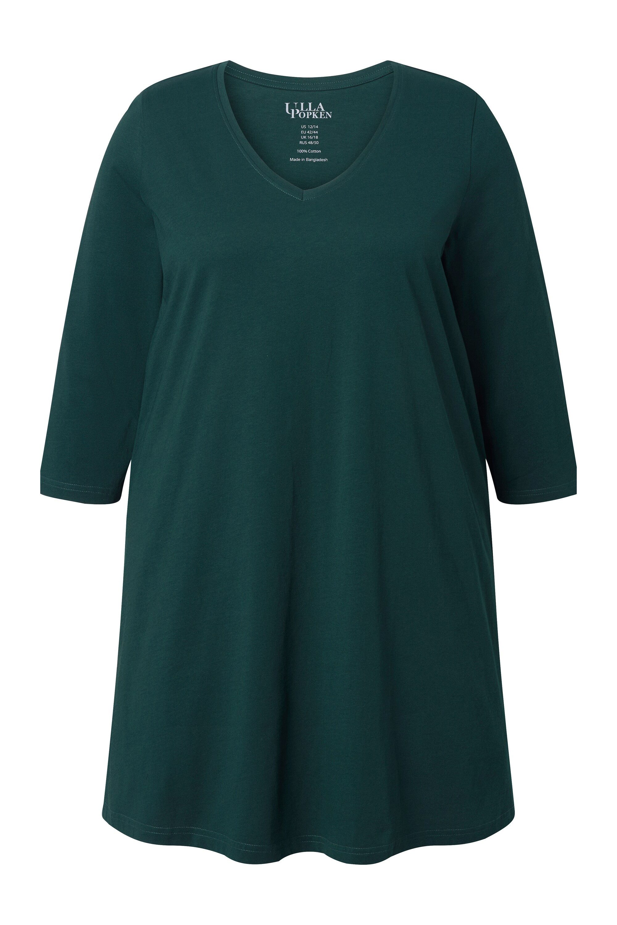 Ulla Popken Longshirt Longshirt A-Linie V-Ausschnitt günstig online kaufen