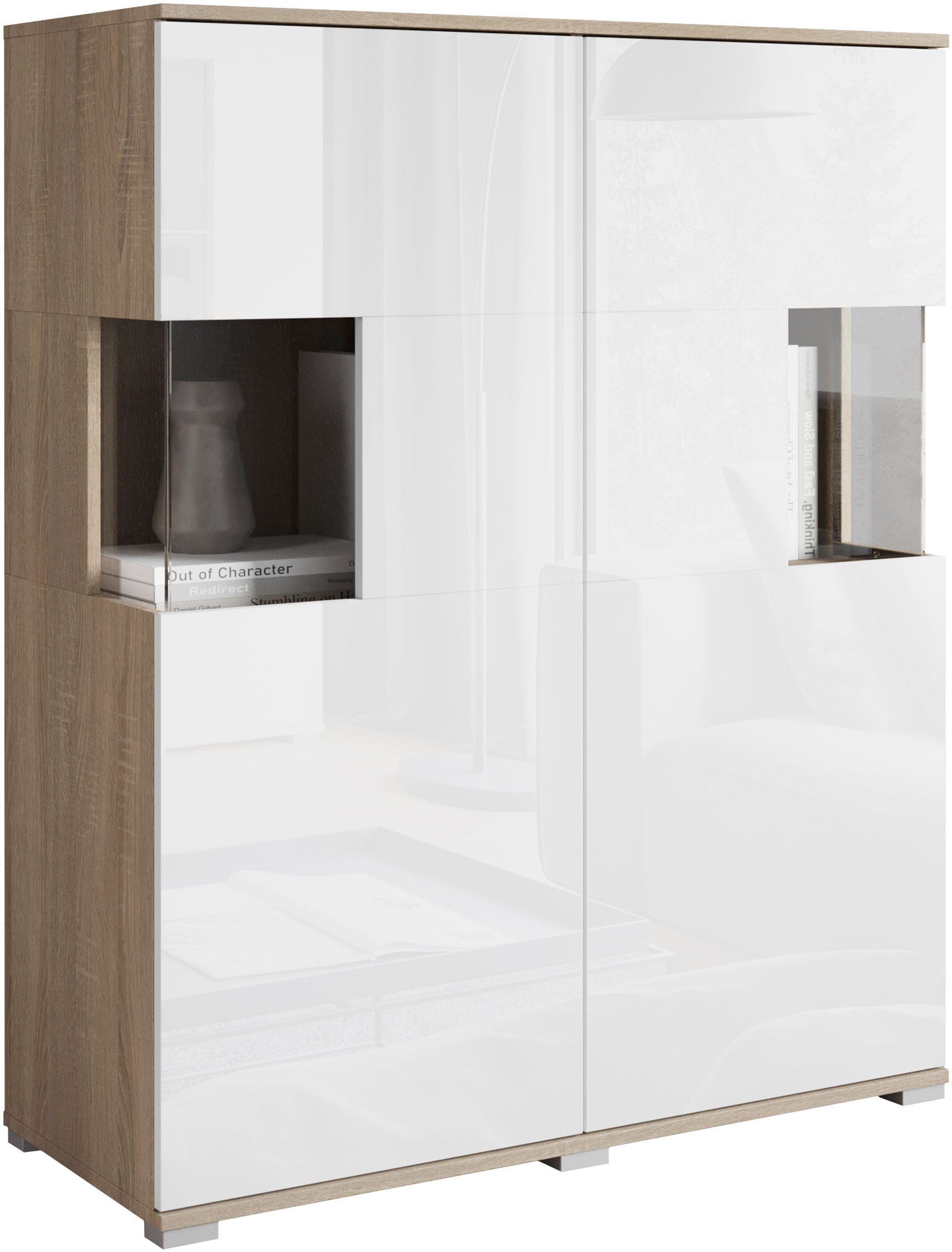 eiche Sonoma/weiss Hochglanz