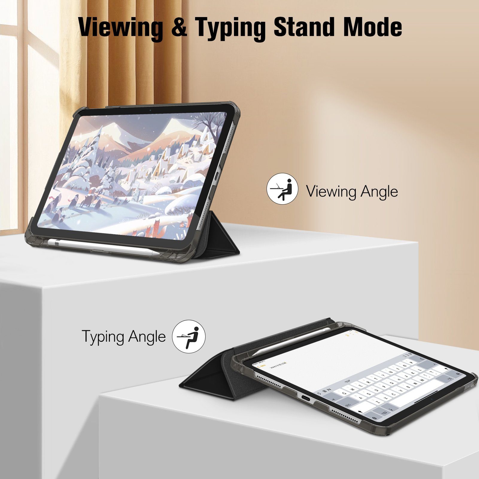 Fintie Tablet-Hülle für iPad 11 Generation 11‘’ 2025 (A16), iPad 10 Generation 10.9'' 2022, ultradünn, mit Stifthalter, transparenter Rückseite, Auto Schlaf/Wach