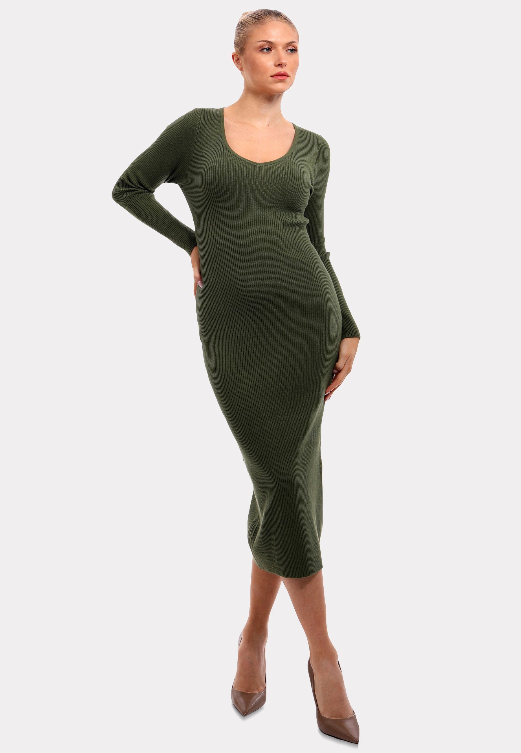 YC Fashion & Style Strickkleid Strickkleid mit V-Ausschnitt KNIT DRESS (Kei günstig online kaufen