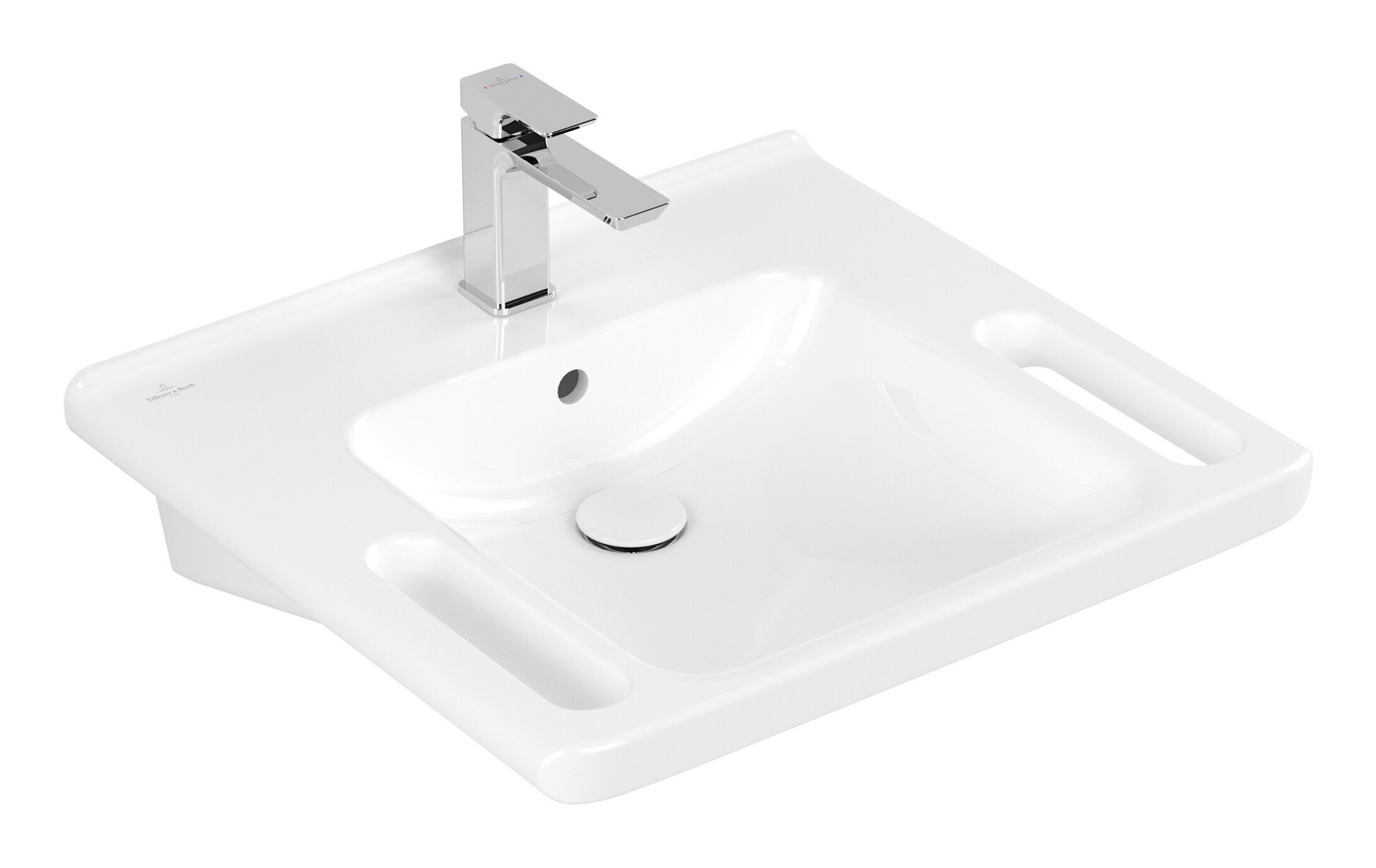 Villeroy & Boch Waschbecken ViCare, ViCare m. 1 Hahnloch m. Überlauf 600 x 550 x 180 mm - Weiß Alpin