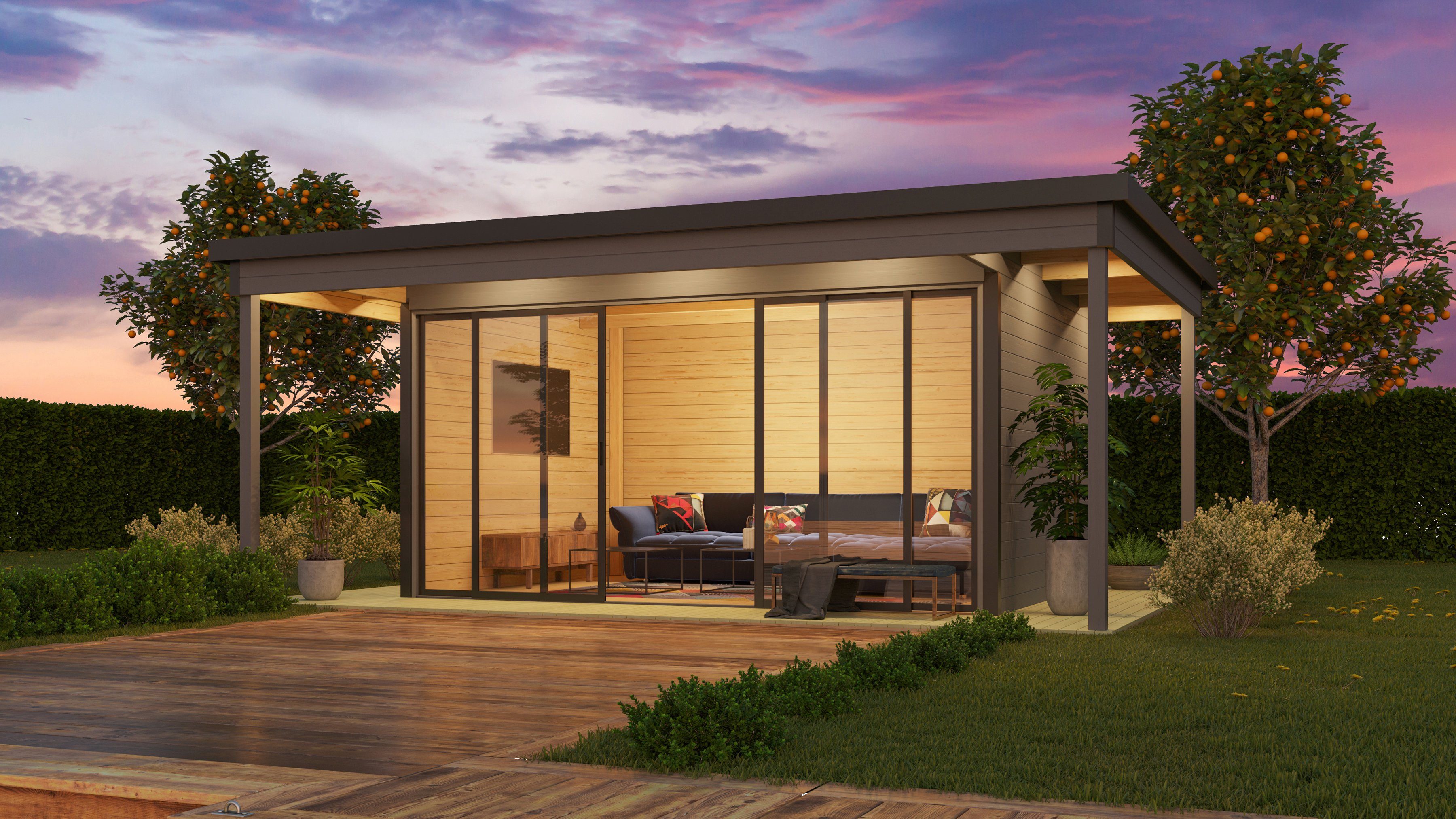 LASITA MAJA Gartenhaus DOMEO 4 LOGGIA, BxT: 597,6x421,5 cm, (Set), in verschiedenen Farben