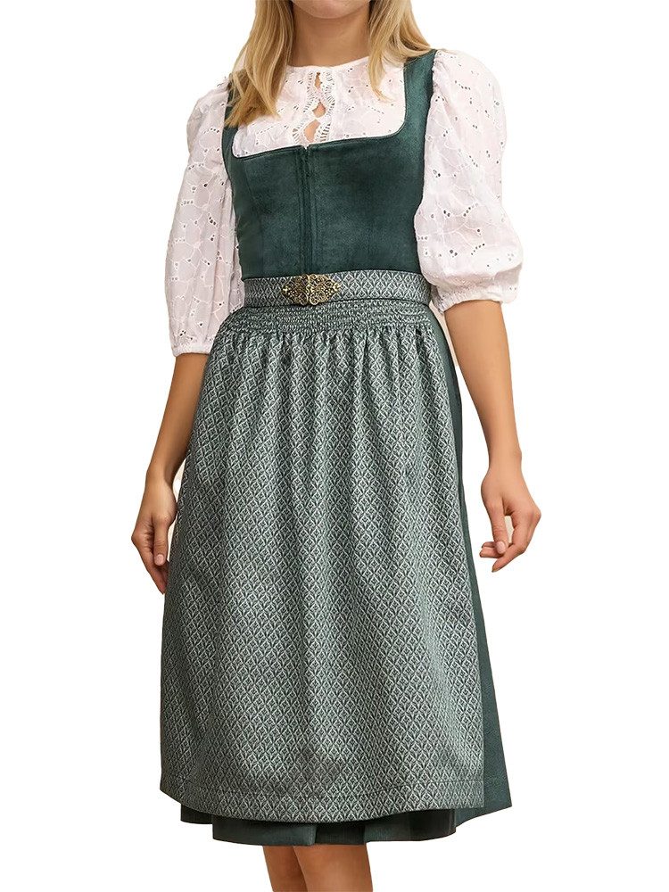 Krüger Madl Dirndl Dirndl Alisha 70cm Länge dunkelgrün – Bild 2 von 2