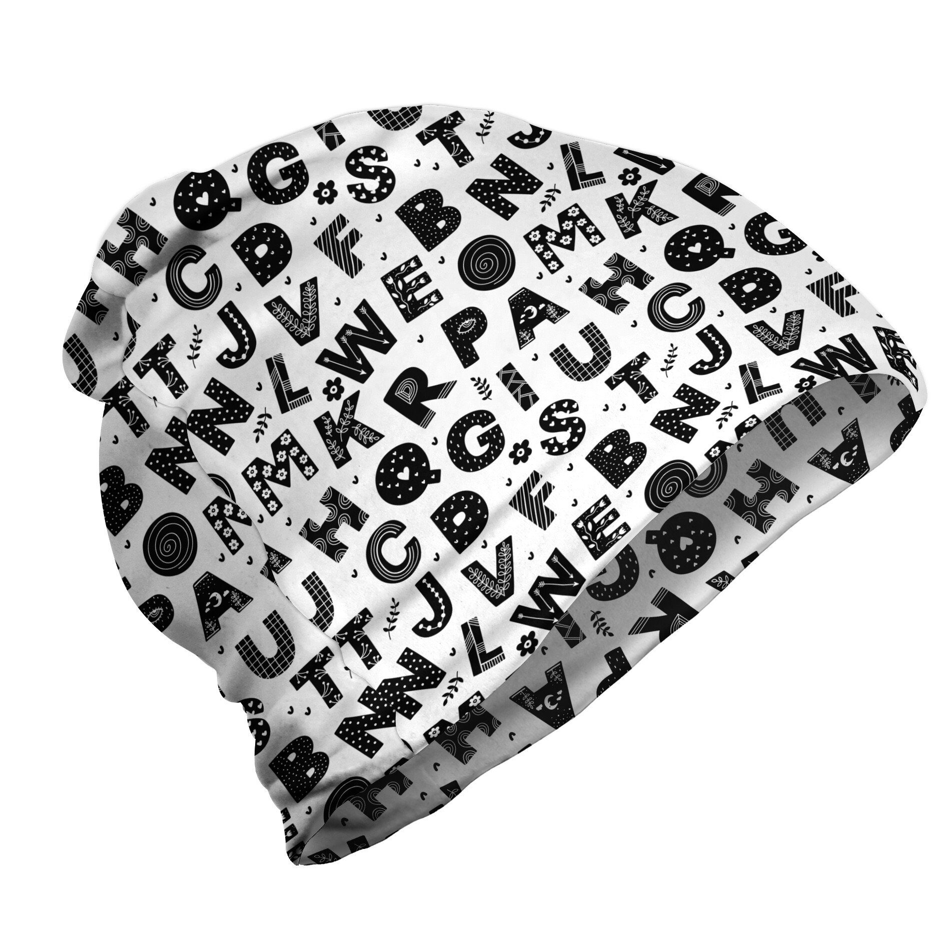 Abakuhaus Beanie Wandern im Freien Blumen Monochrome Alphabet Details