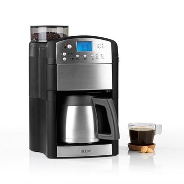 BEEM Filterkaffeemaschine Isolierkanne Thermokanne, Permanentfilter, Bohnen und gemahlenem Kaffee 10 Tassen Kaffeestärke wählbar, 24h Timer