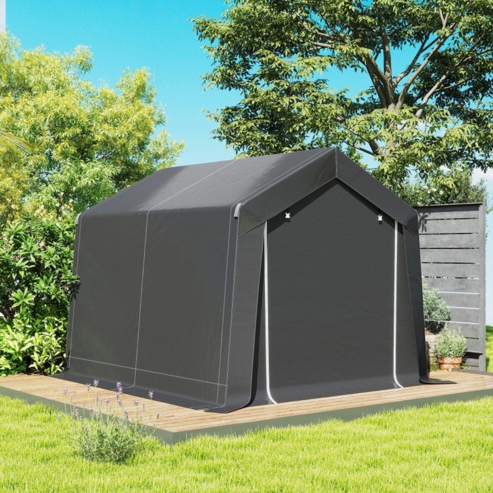 CHICFURN Gerätezelt Carport Zeltgarage 3x3m in Dunkelgrau, wasserdicht mit Rolltür, (Packung, 1 tlg., Belüftungsfenster & verlängerte Kanten), Garagenzelt für Auto, Wohnmobil & Outdoor-Lagerung