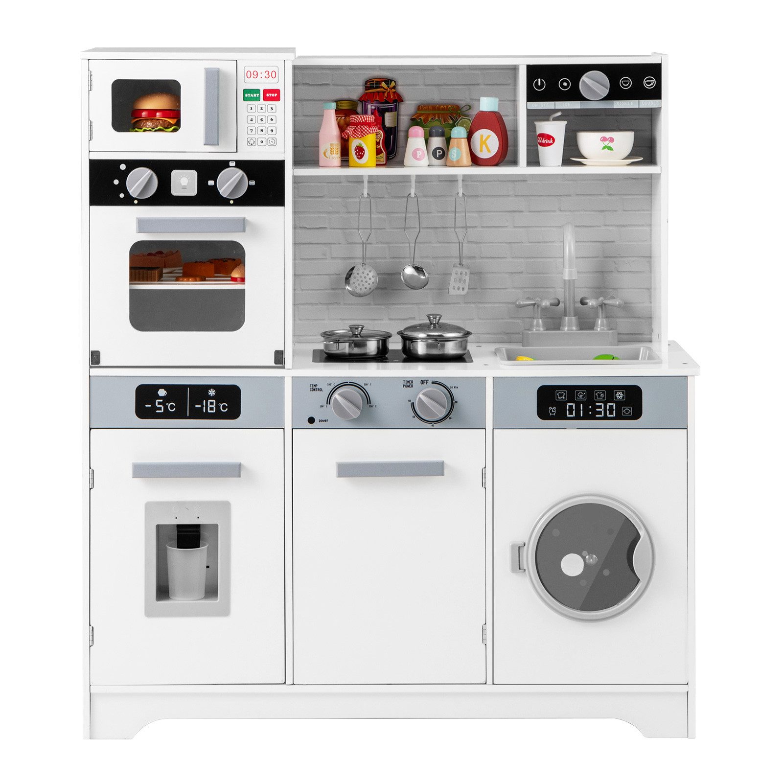 COSTWAY Spielküche, Kinderküche Holz mit Licht und Sound günstig online kaufen