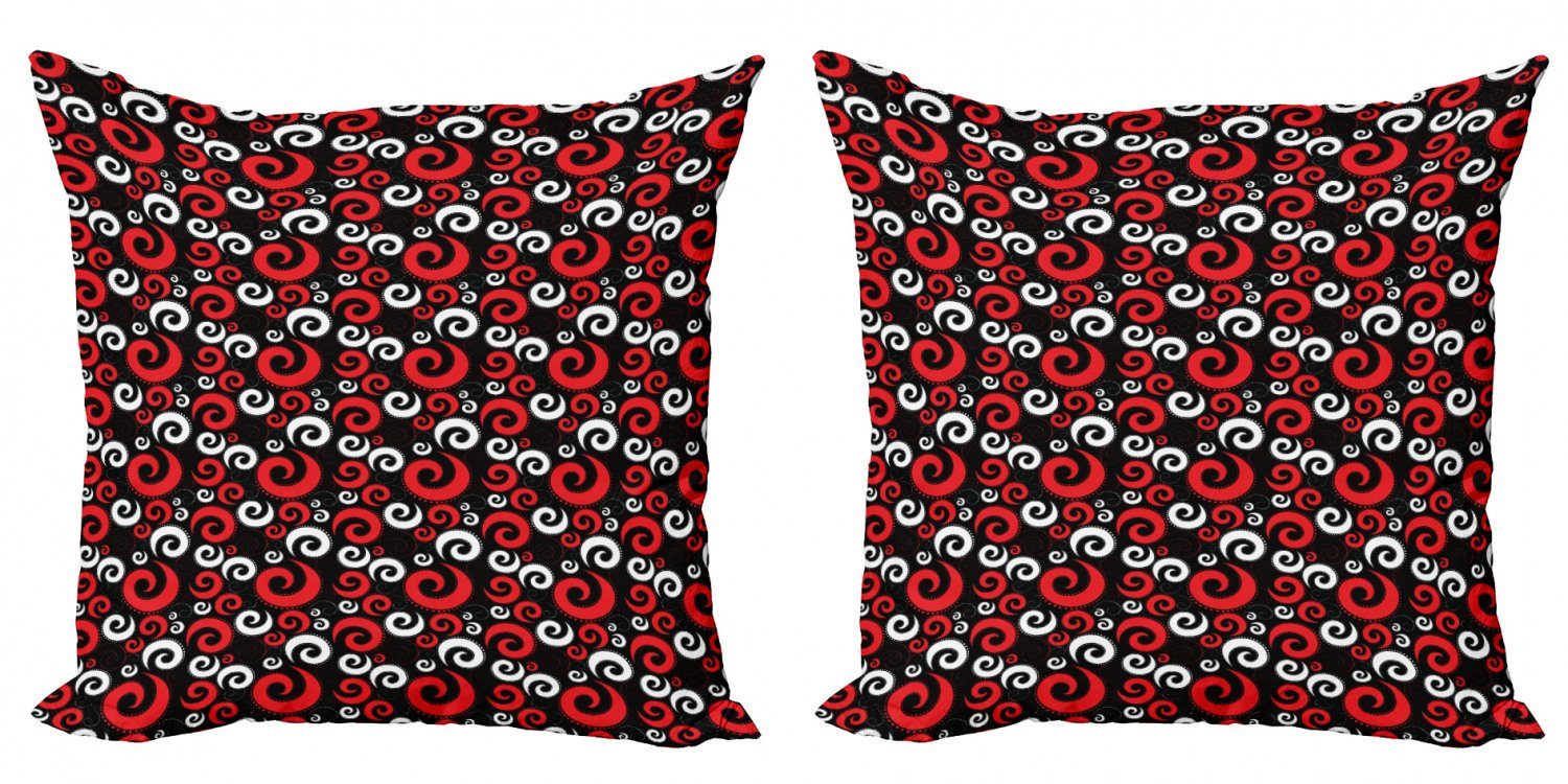 Punkte Doppelseitiger Digitaldruck, und Abakuhaus Spiralen Accent (2 und Schwarz Stück), Kissenbezüge Modern Rot