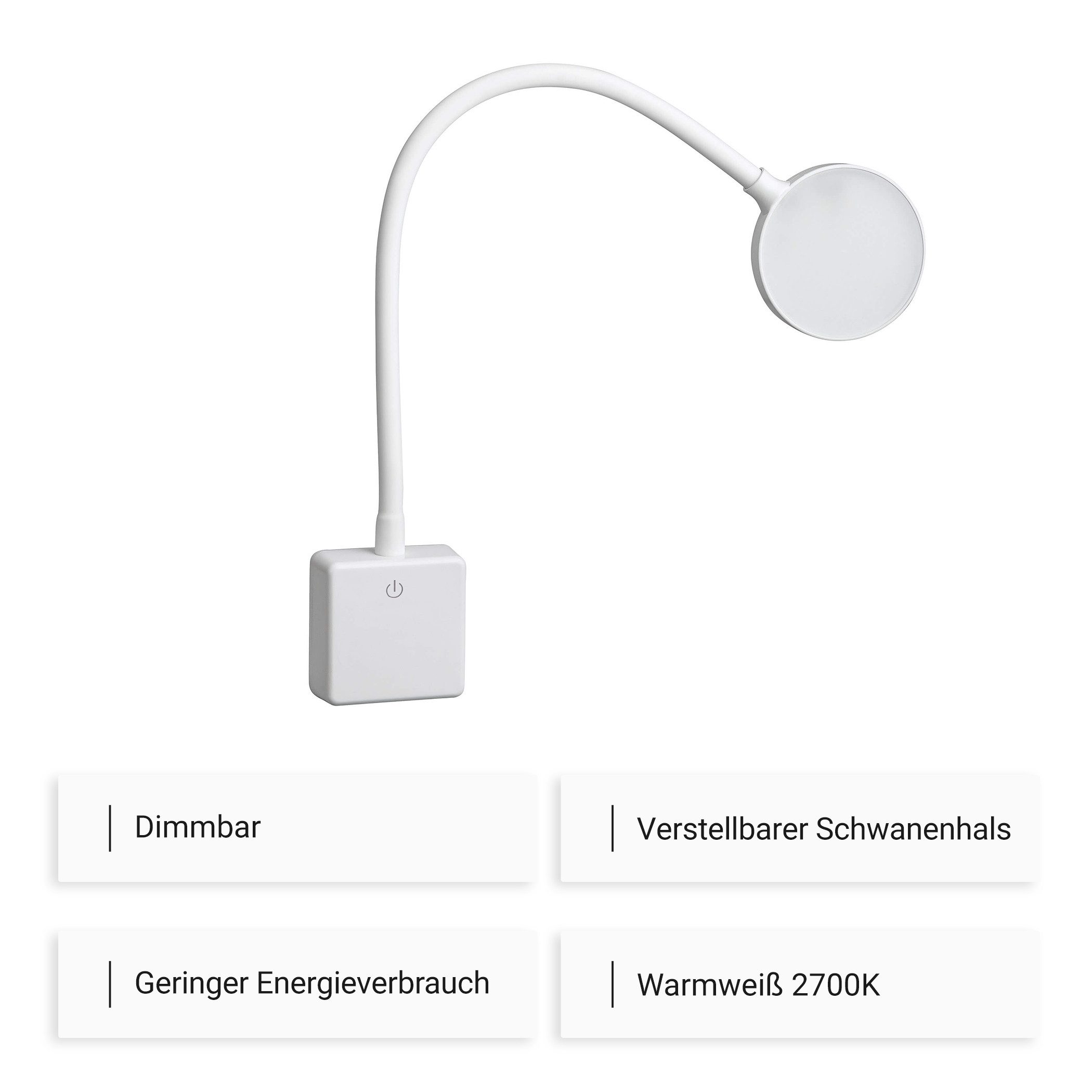 SEBSON LED Steckdosenleuchte 2x LED Steckdosenlampe dimmbar und flexibel - 4W 290lm neutralweiß, LED fest integriert, neutralweiß – Bild 3 von 5