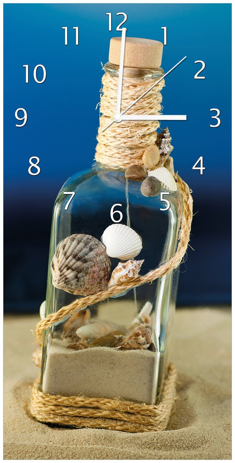 Wallario Wanduhr Flaschenpost vom Meer (Uhr aus Acryl)