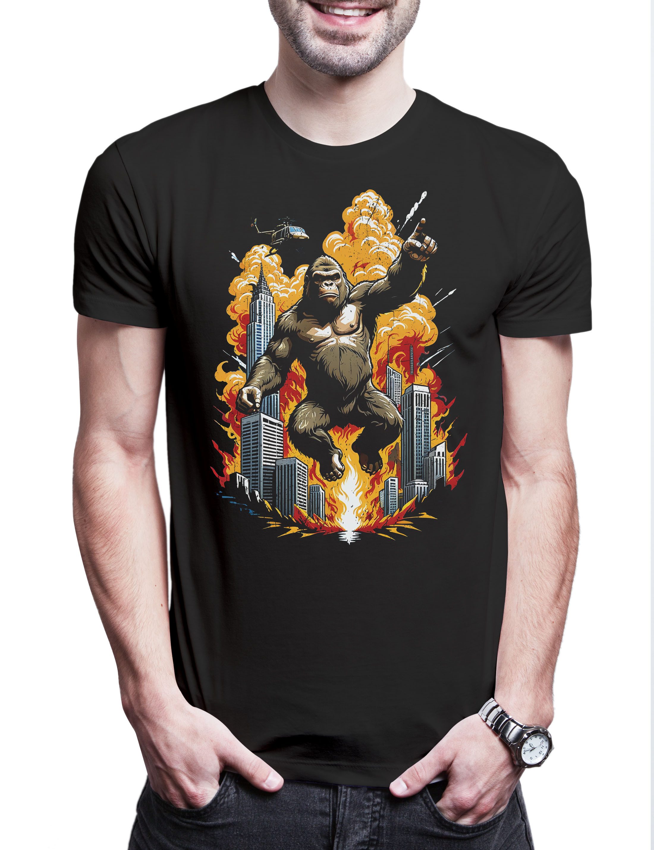 Print-Shirt Skyscraper Kong Herren T-Shirt Ape Affe Japan Insel King Kaiju Giant
