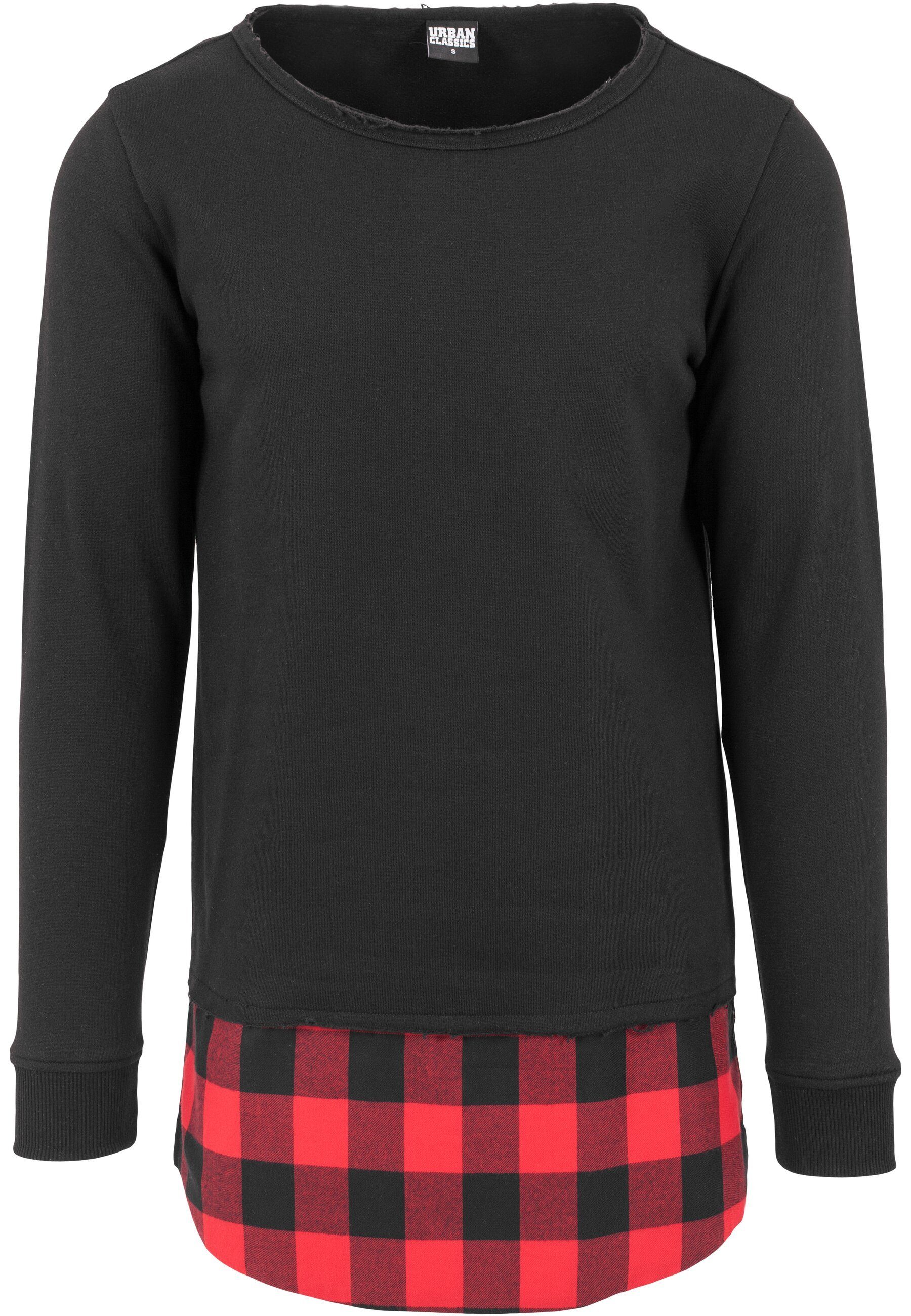 Rundhalspullover Urban Classics Herren Long Flanell Bottom Open Edge Crewneck
